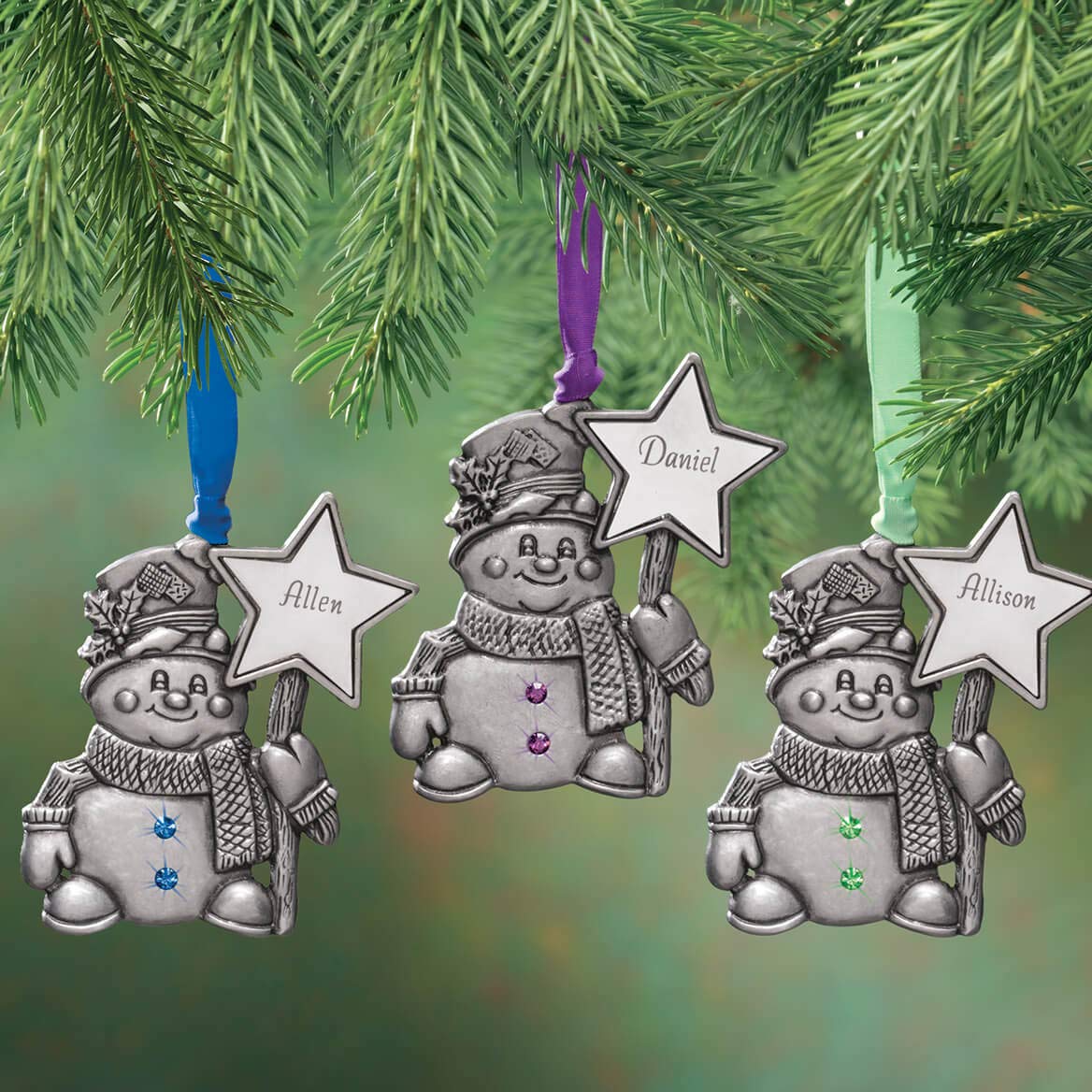 Custom Pewter Birthstone Snowman Ornament, May