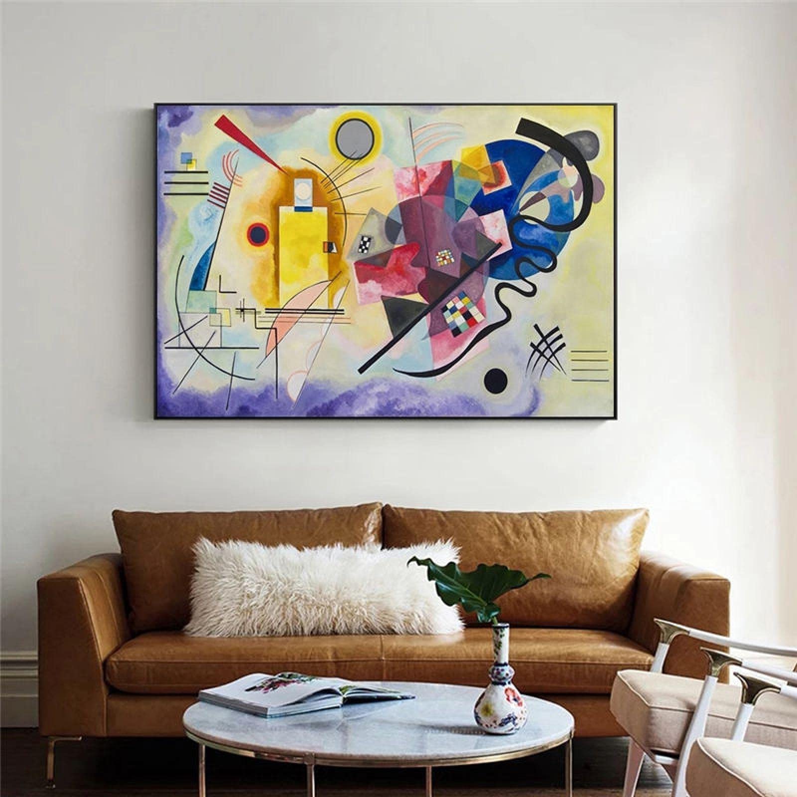 Yellow Red Blue By Wassily Kandinsky Posters Prints Famous Canvas Painting Artwork Reproductions for Living Room Decor 80x120cm(32x31in) With Frame
