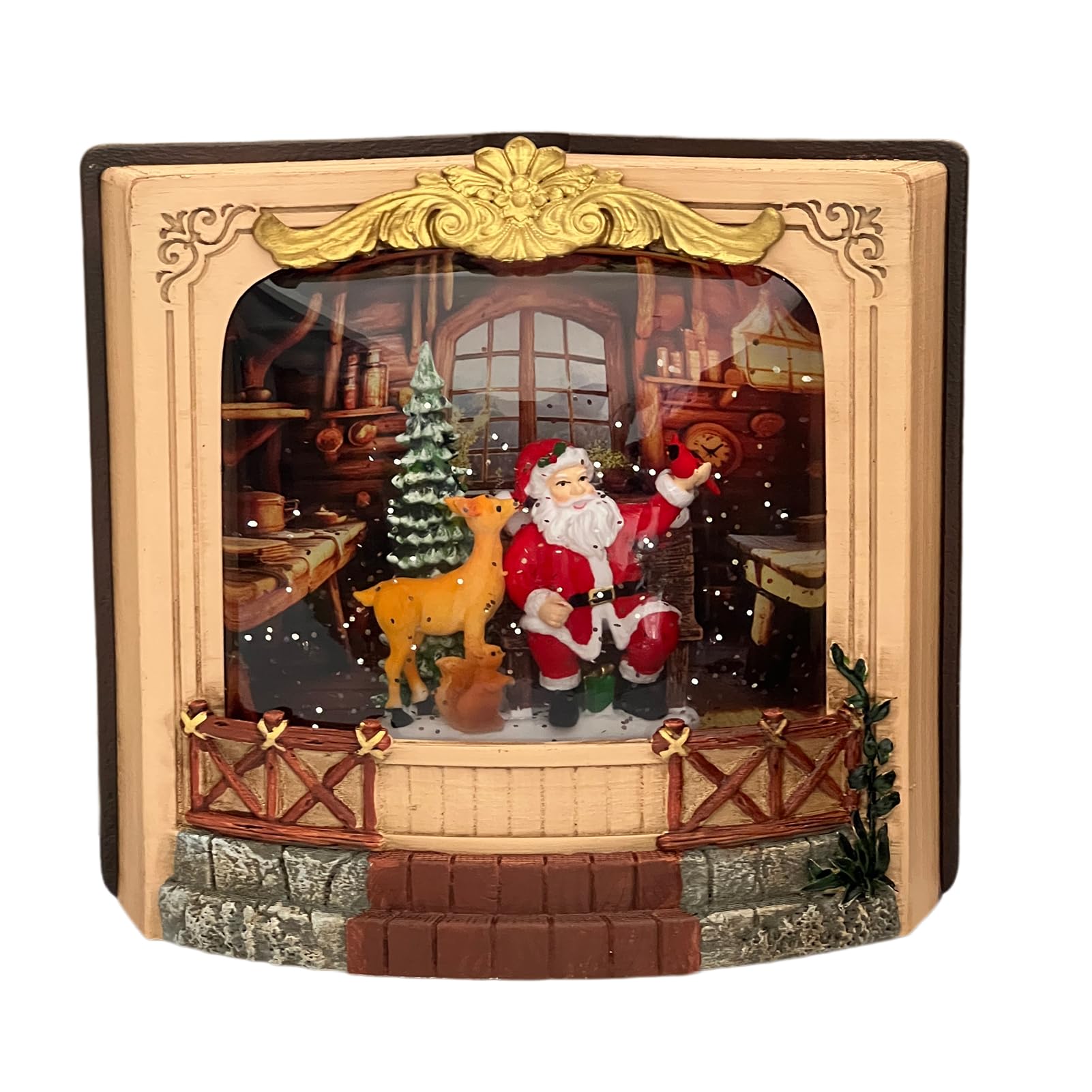 Eightown Santa Indoor Snow Globe Lantern Gold And White (Santa Indoor)