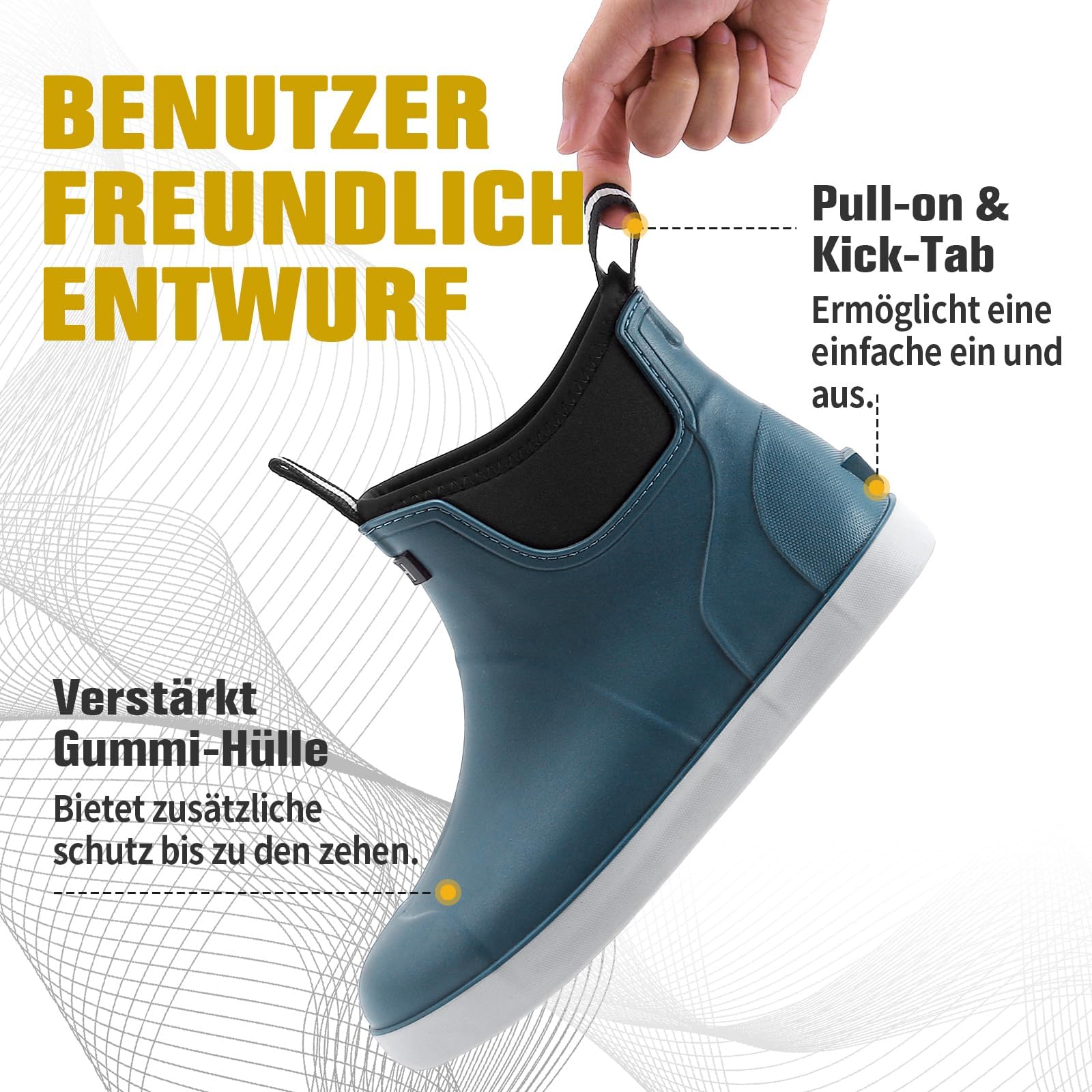 Rumkok Stivali Gomma Uomo, Stivali Da Pesca, Stivaletti Antinfortunistica Uomo, Da Esterno Antiscivolo Da Pioggia Shorty Boots, Comode Leggere Scarpe Da Giardino