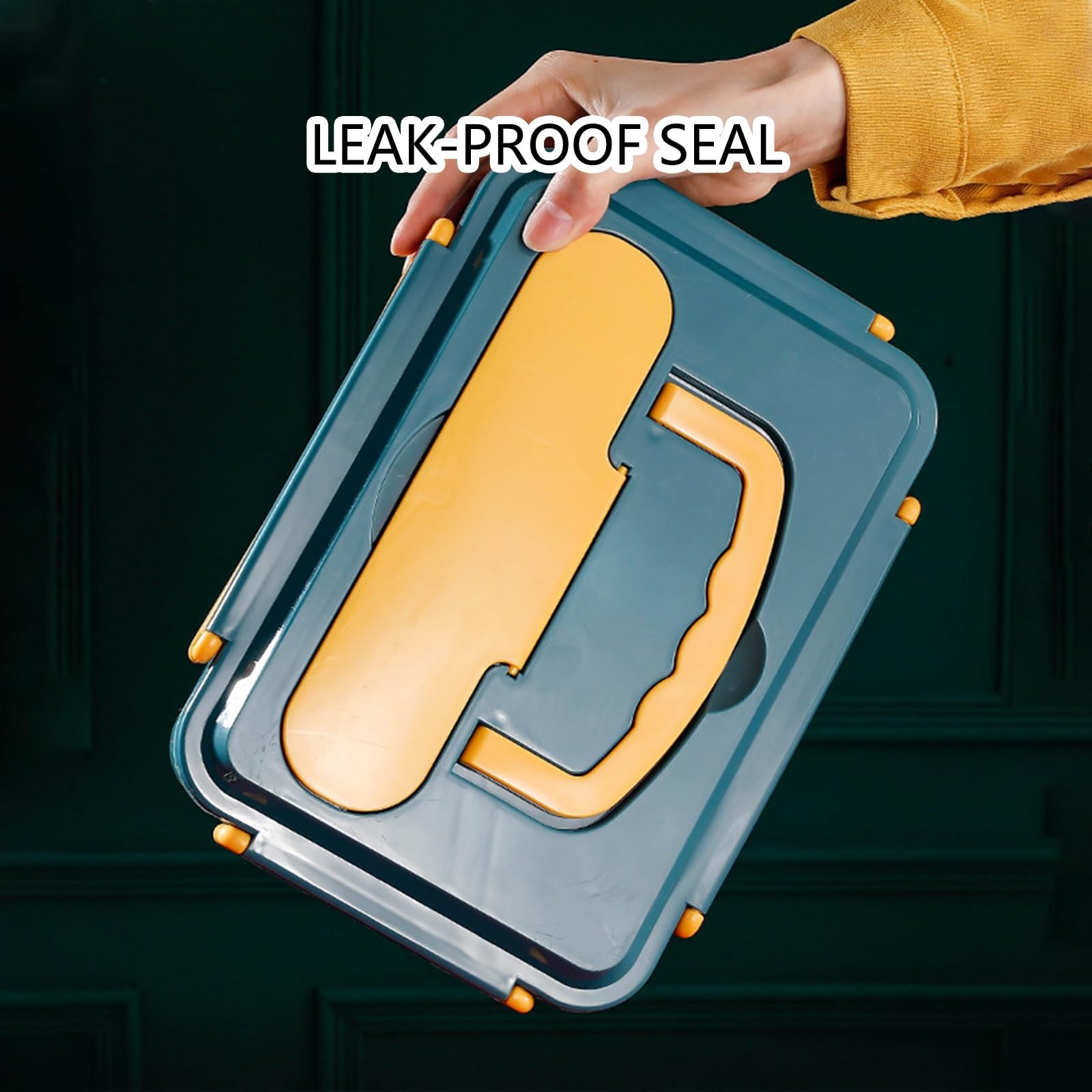 Auslaufsicherer,Elektrischer Lunchbox mit Innenbehälter aus Edelstahl 304 | Leicht zu Reinigen,inklusive Besteck,geeignet for den Einsatz im Büro(Blue,Three-compartment)