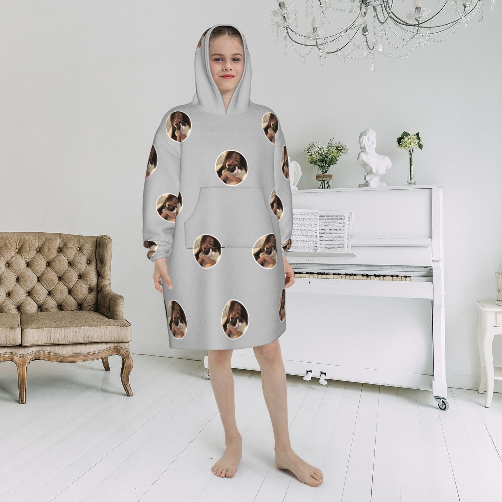 RoPox Custom Wearable Blanket Hoodie,Custom Oversized Blanket Hoodie Women Men with Pocket,Personalised Hooded Face Blanket Cozy Sweatshirt,Comfortable Women's Fit Hoodie,Gifts Adults Child - Image 6