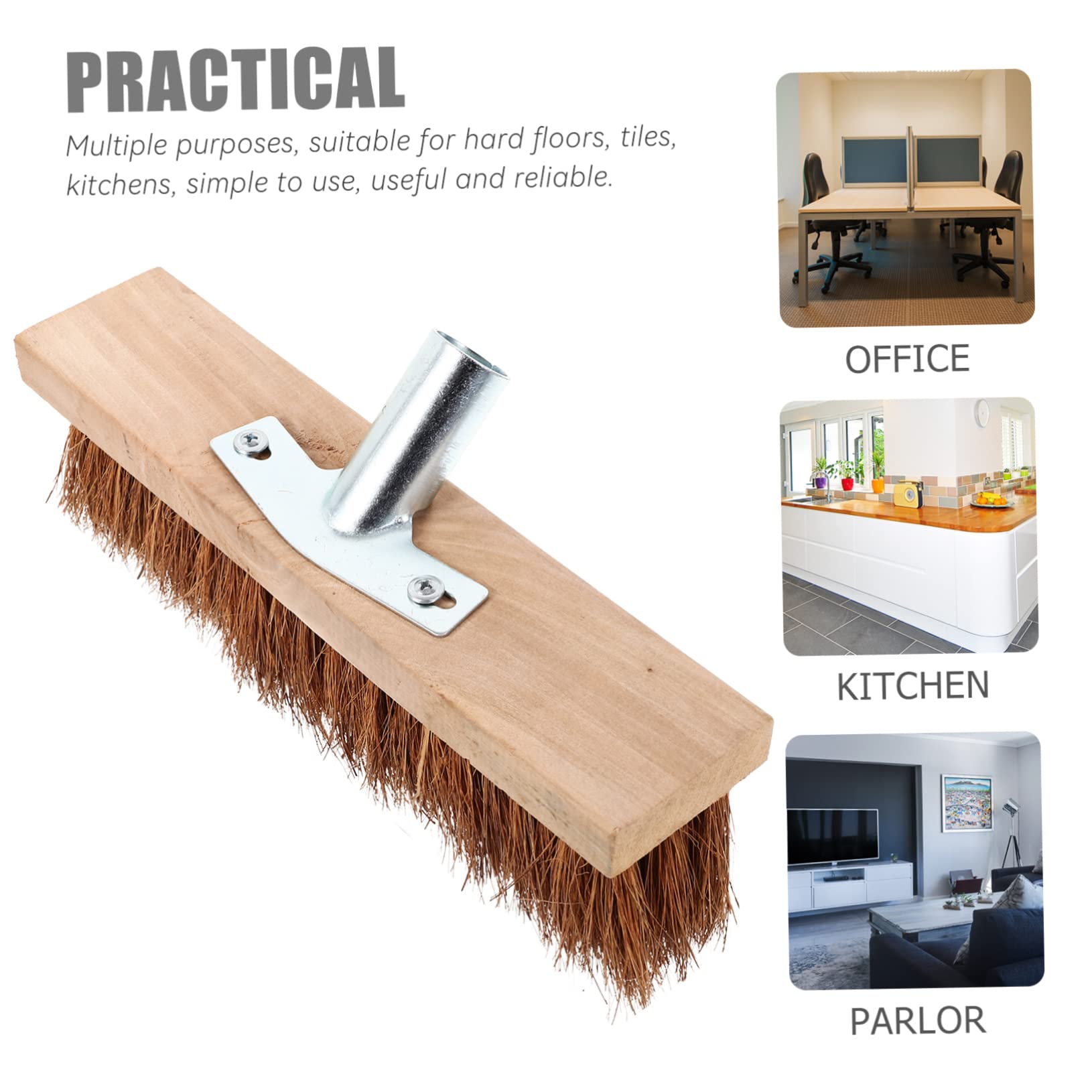 Cabezal de Cepillo de Piso de Repuesto con Cerdas Suaves | Madera E Hierro, Pieza de Instalación con Mango, para Suelos Duros y Dormitorio