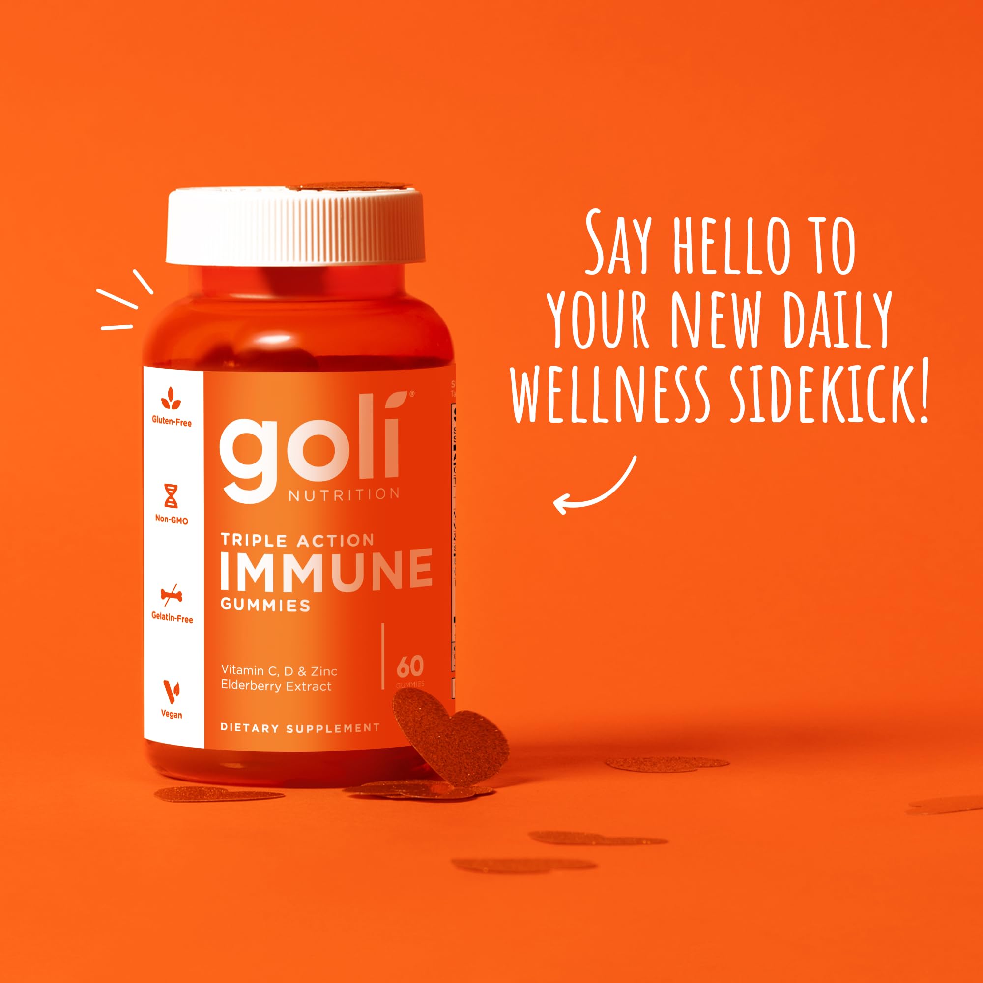 Goli Triple Action Immune Gummies with Vitamin C, D, Zinc - Elderberry Extract, Echinacea, Turmeric, Ginger - Vegan, Non-GMO, Gluten-Free