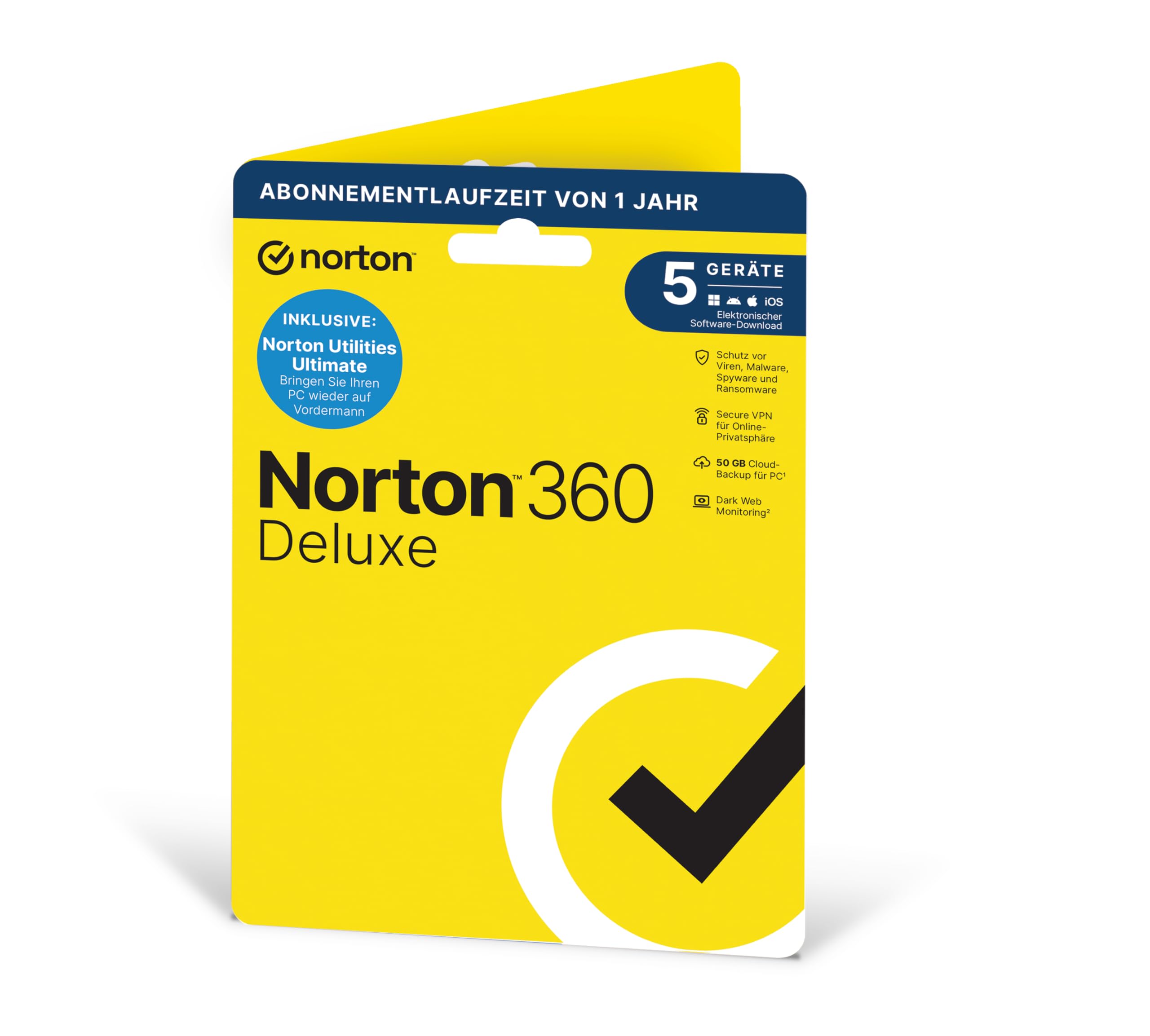 Norton 360 Deluxe inklusive Utilities Ultimate 2026 | 5 Geräte | 1 Jahr | Aktivierungscode in Originalverpackung
