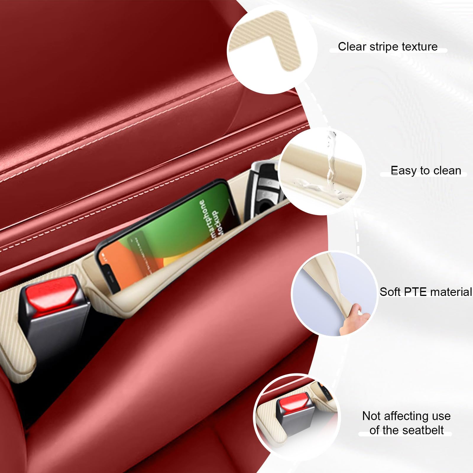 2 PCS Car Seat Gap Filler Organizer, Multifunctional Cars Gap Fillers Storage, Auto Side Seat Gap Storage Box, Car Seat Accessories Prevents Things from Falling into Seat and Center Console Gap(Beige?