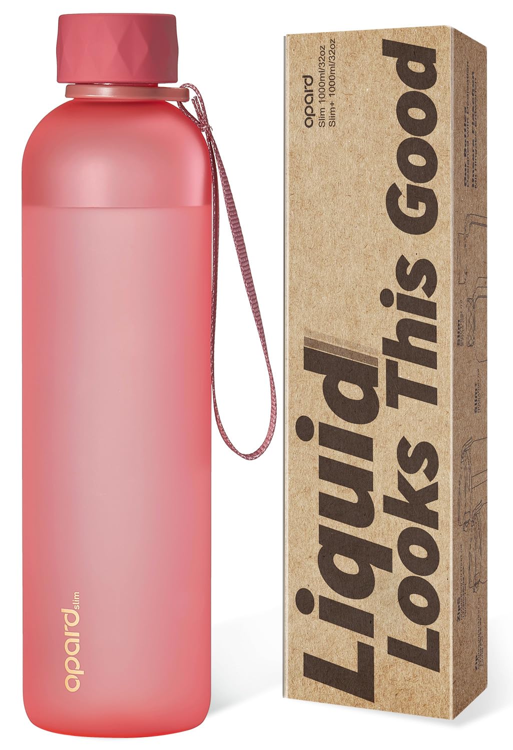 Opard Slim Water Bottle 32oz, Plastic Water Bottle BPA-Free, Facetted Rubberized Grip-Texture Monocap, Leakproof Screw Top, Flamingo Pink Reusable for Travel School Sport Gym Hiking — image 1