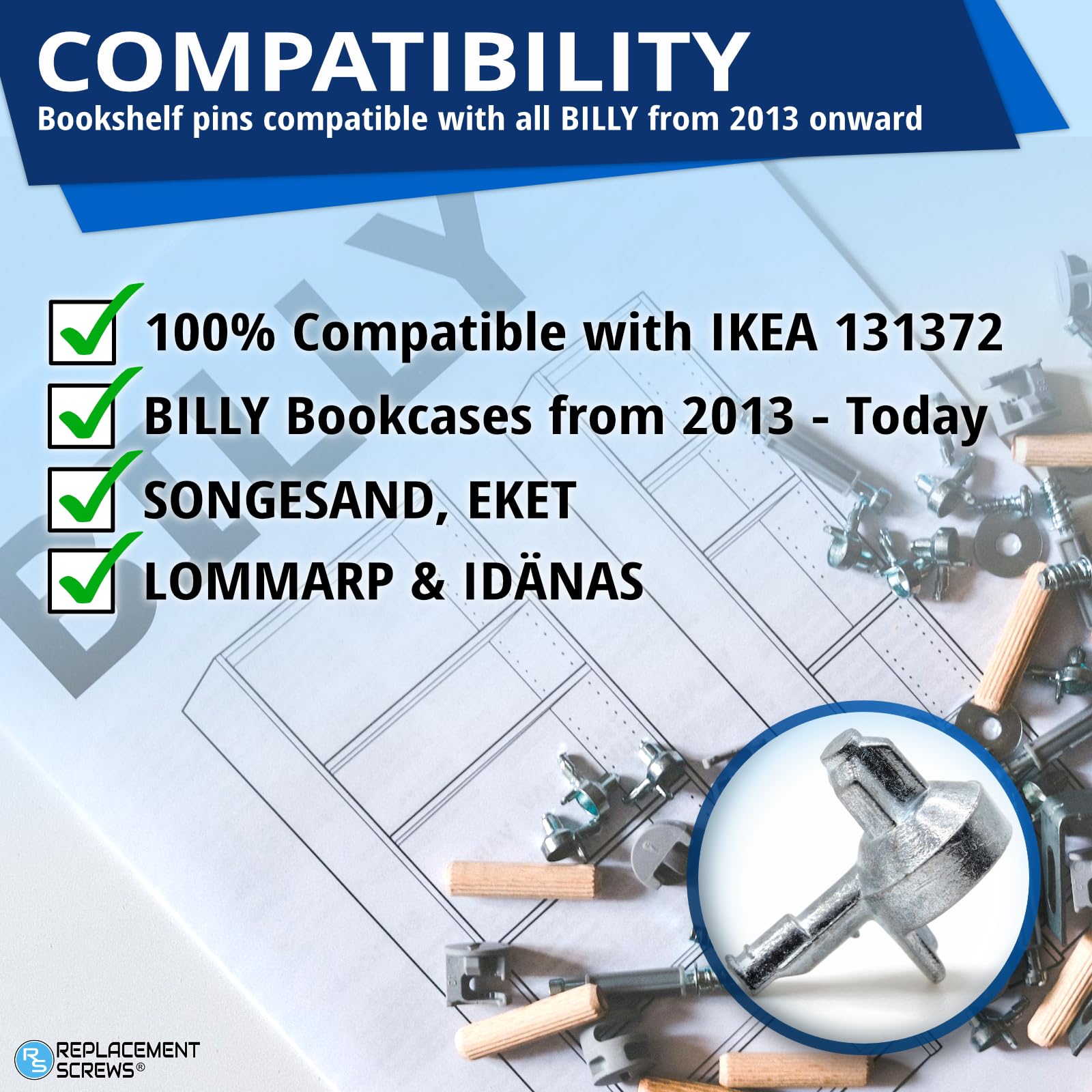 Amazon.co.jp: 交換用ネジ12個 Billy 本棚 ピン/ペグ IKEA Part 131372
