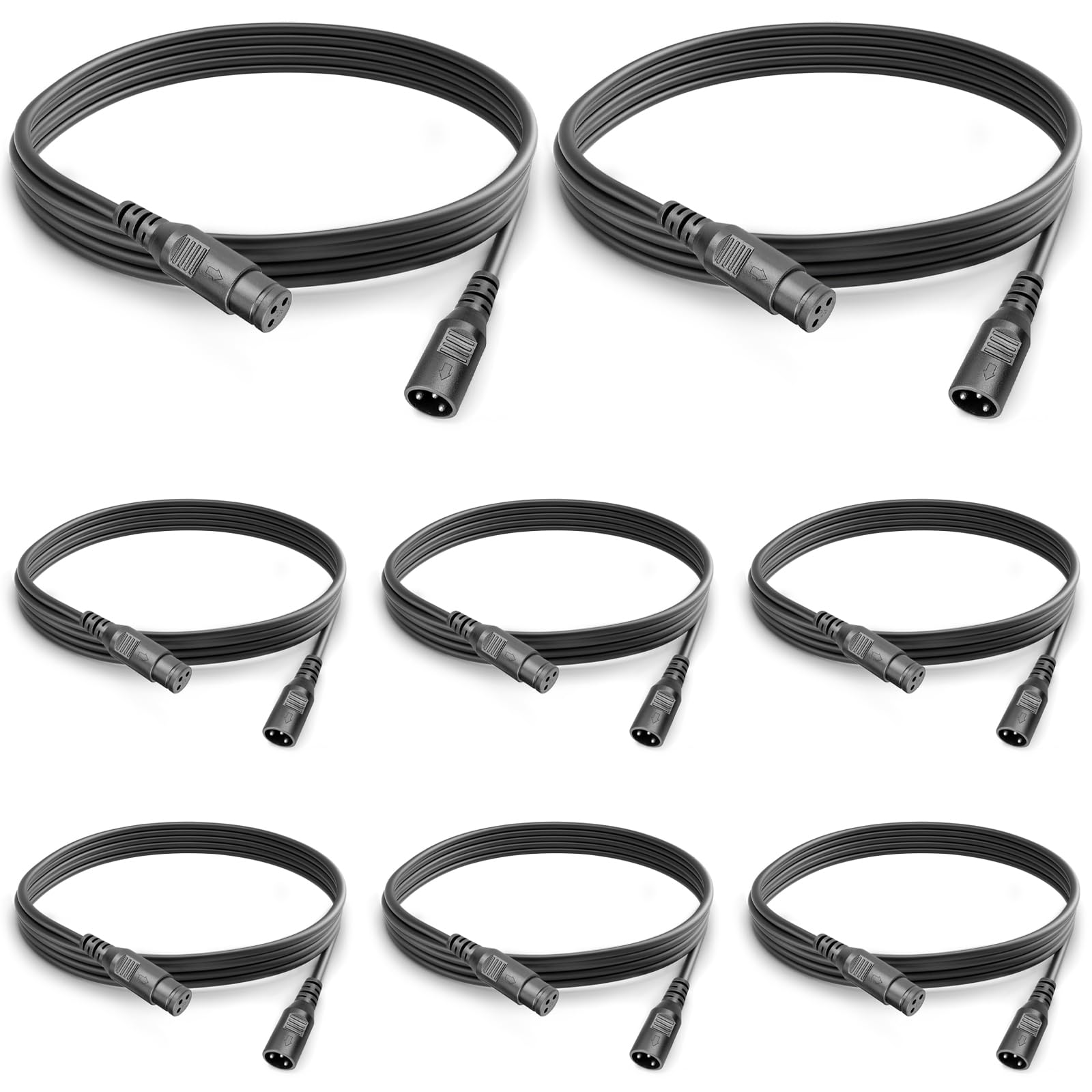 – wecan 8 Packs Dmx Cables Dmx to XLR Signal Connection with 3 Pin Connector, Short Dmx Cable 6ft 2m XLR Patch Cables XLR Male to XLR Female Dmx Wire for Stage Lighting