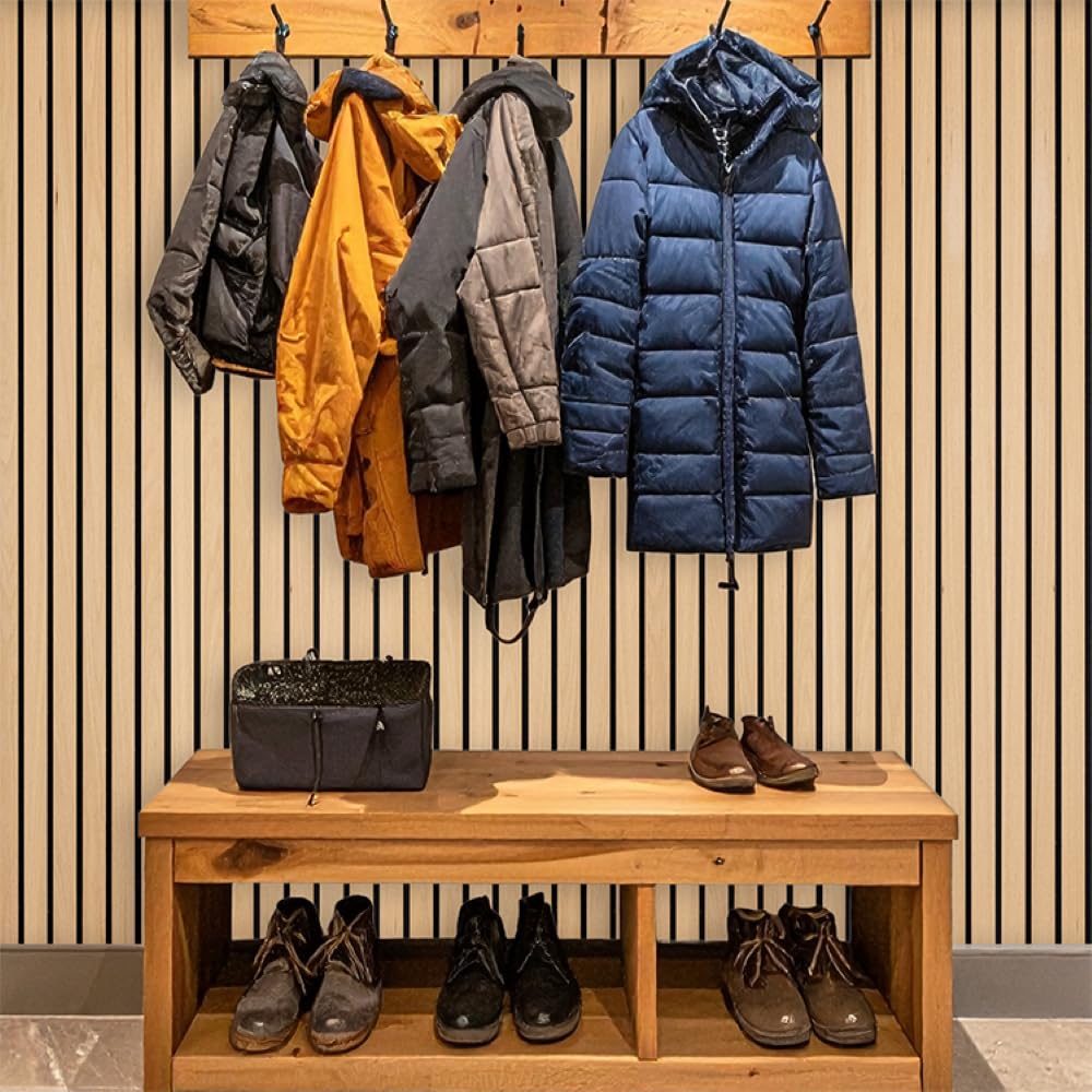 wodewa Panel akustyczny, szerokie lamele, buk, olejowany, 240 cm, pełne drewno, szerokie lamele, pochłanianie dźwięku na ścianę i sufit, 9 mm płaski, płyta akustyczna z litego drewna, wyprodukowano w