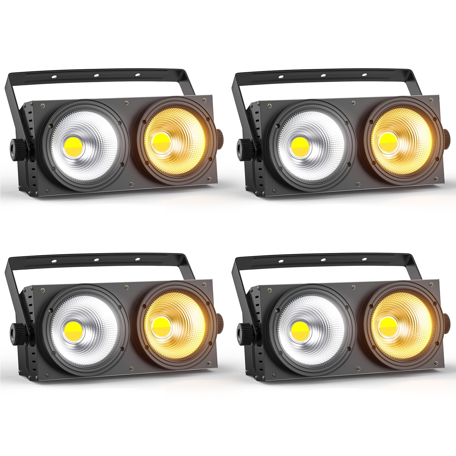4PCS COB 200W Par LED, Blinder Luci Accecatori LED Bianco Freddo/Caldo Luce di Scena Faretto Effetti Illuminazione, Luci da Palco per Discoteca Matrimonio Bar Feste Pubblico