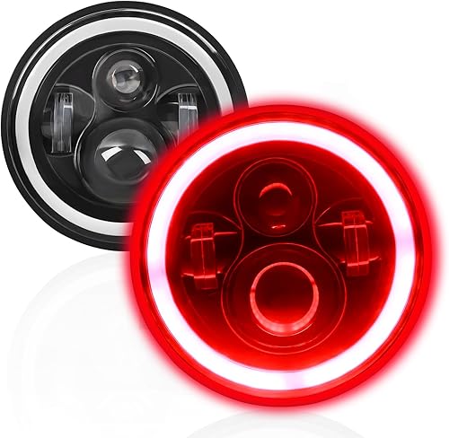 H6024 - Faro delantero LED altobajo y luz de señal de giro, 7 pulgadas LED DRL Halo Ring Faro redondo compatible con Jeep Wrangler JK TJ LJ CJ Miata