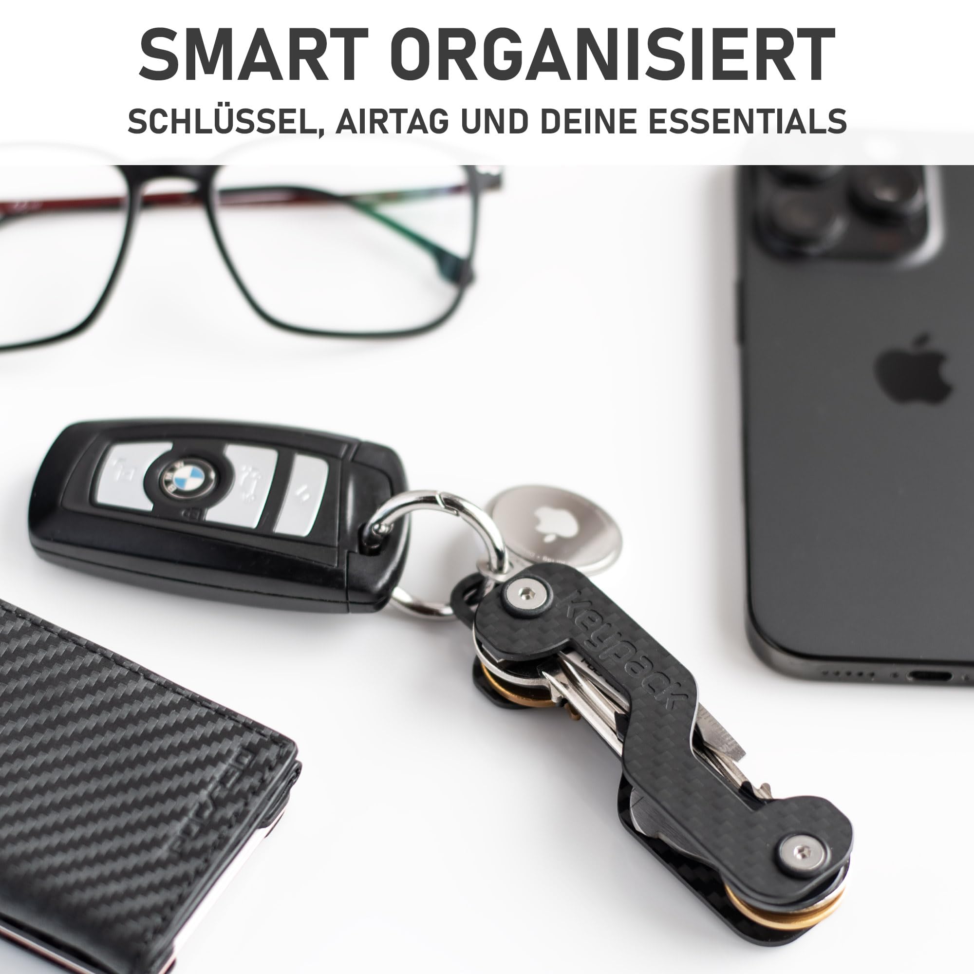 Key Organizer aus Carbon mit Multitool für bis zu 16 Schlüssel Schlüsselbund Etui Anhänger