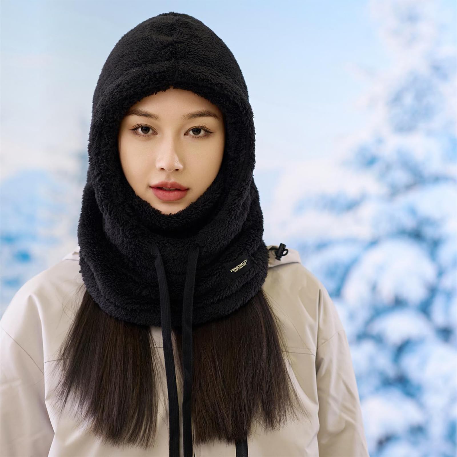Passamontagna Unisex 2-in-1 in Pile Antivento, Scaldacollo Sciarpa Termico Regolabile per Sci Moto e Sport Invernali, Maschera da Cappuccio Caldo Copertura Viso Uomo Donna per Attività all'Aperto