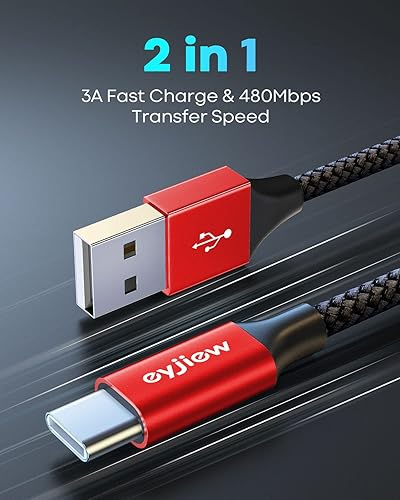 Miniatura 3 de Cable USB a USBC de 3.3 pies, paquete de 3 unidades de 3A de carga rápida USB A a C, cable trenzado para iPhone 16 15 Galaxy S25 S24 S23 S22 S21 S20