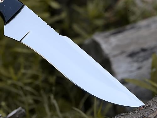 Miniatura 5 de HMC - Cuchillo de acero inoxidable D2 pulido a mano, cuchillos de caza de hoja fija, cuchillo de caza de ciervos de espiga completa, cuchillo de