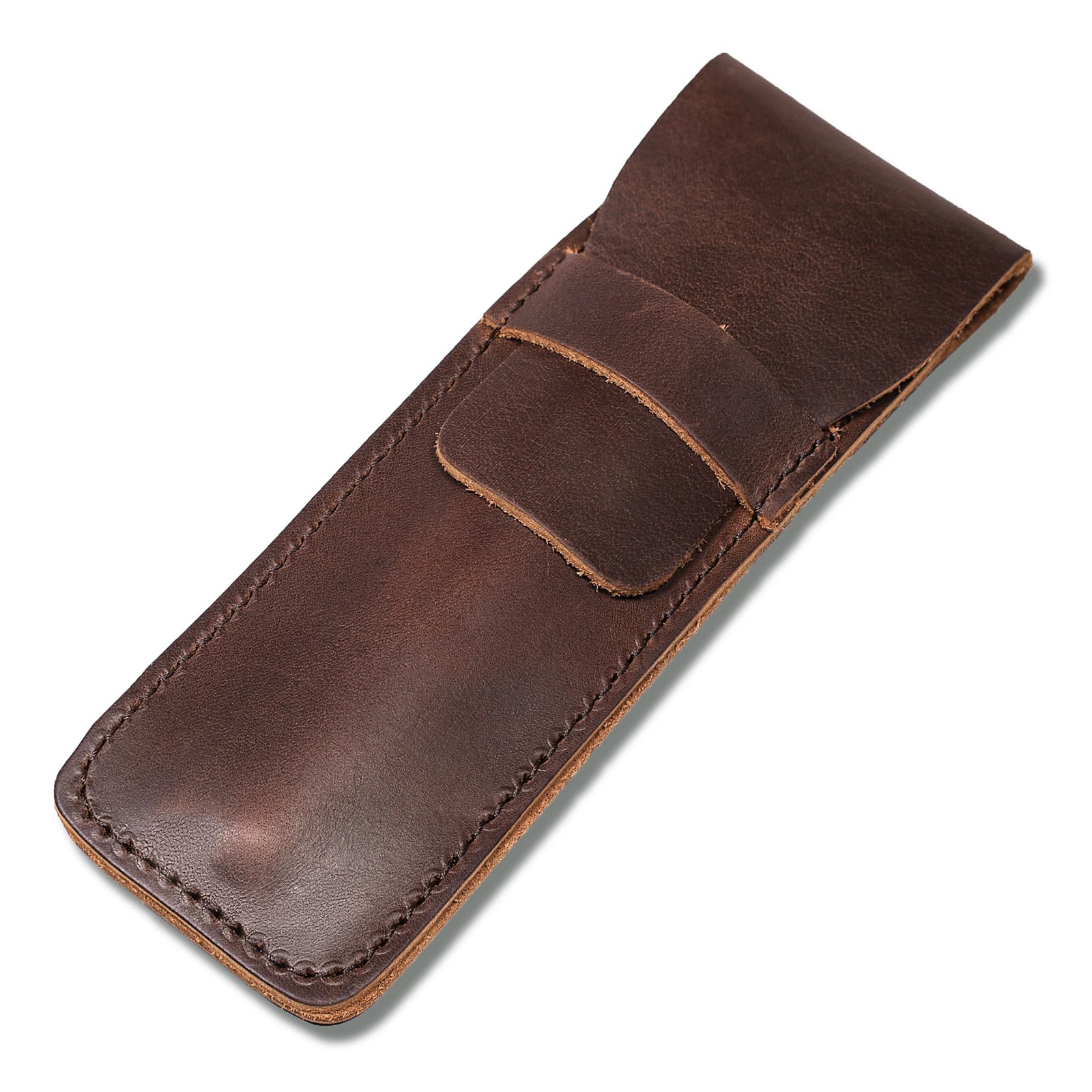 LXFF Leather Double Pen Sleeve Case Holder Pouch Cover for 2 Handmade Vintage (Coffee)
