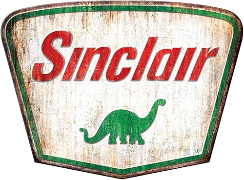 Desperate Enterprises Weathered Sinclair - Letrero de aluminio en relieve de alta calidad Señales vintage Señales de garaje Letreros nostálgicos