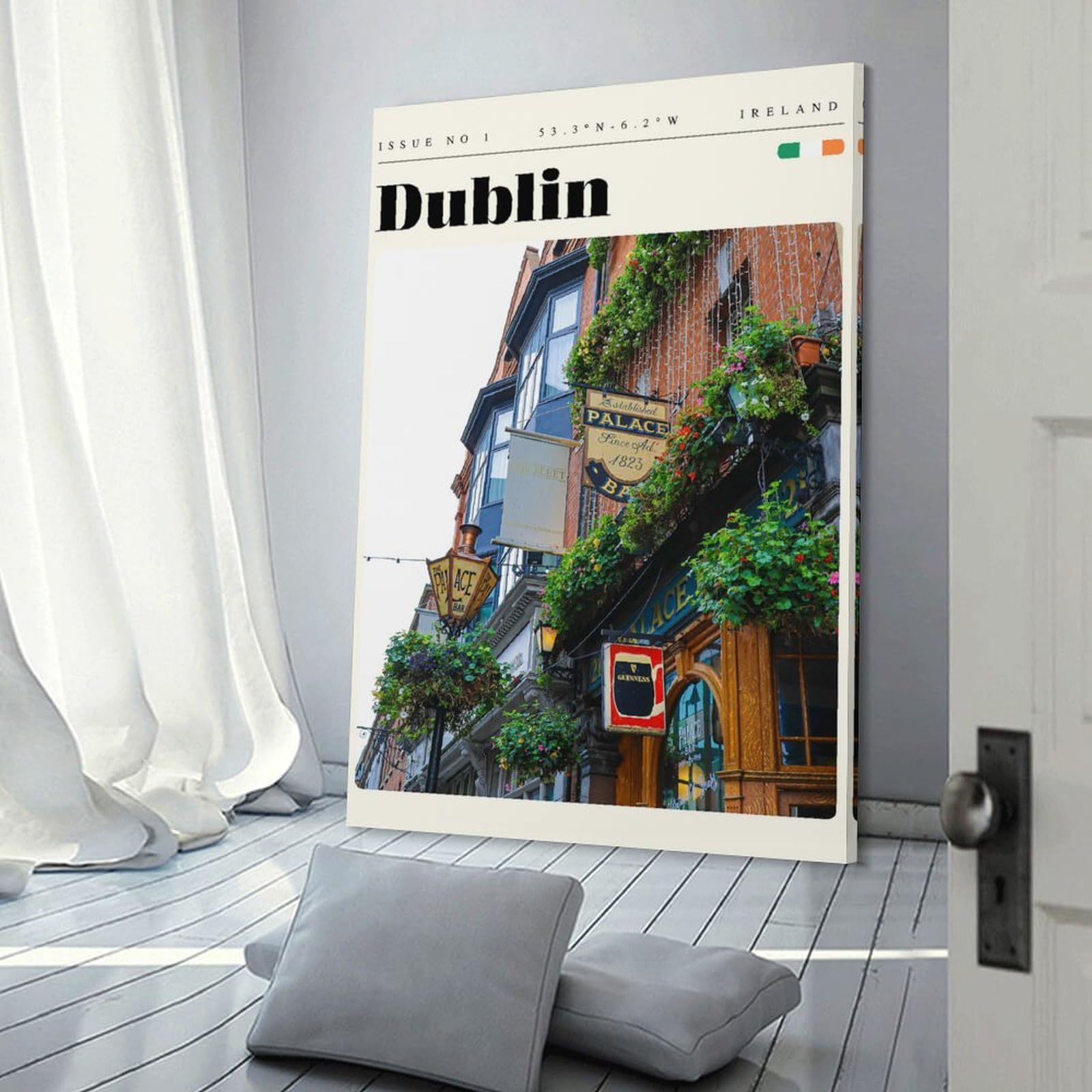 Junmoney Dublin Ireland Travel Art Decorative Canvas Print, 20x30inch(50x75cm), for Study, Office Or Focused Interiors, Canvas Wall Decor for Creative Rooms