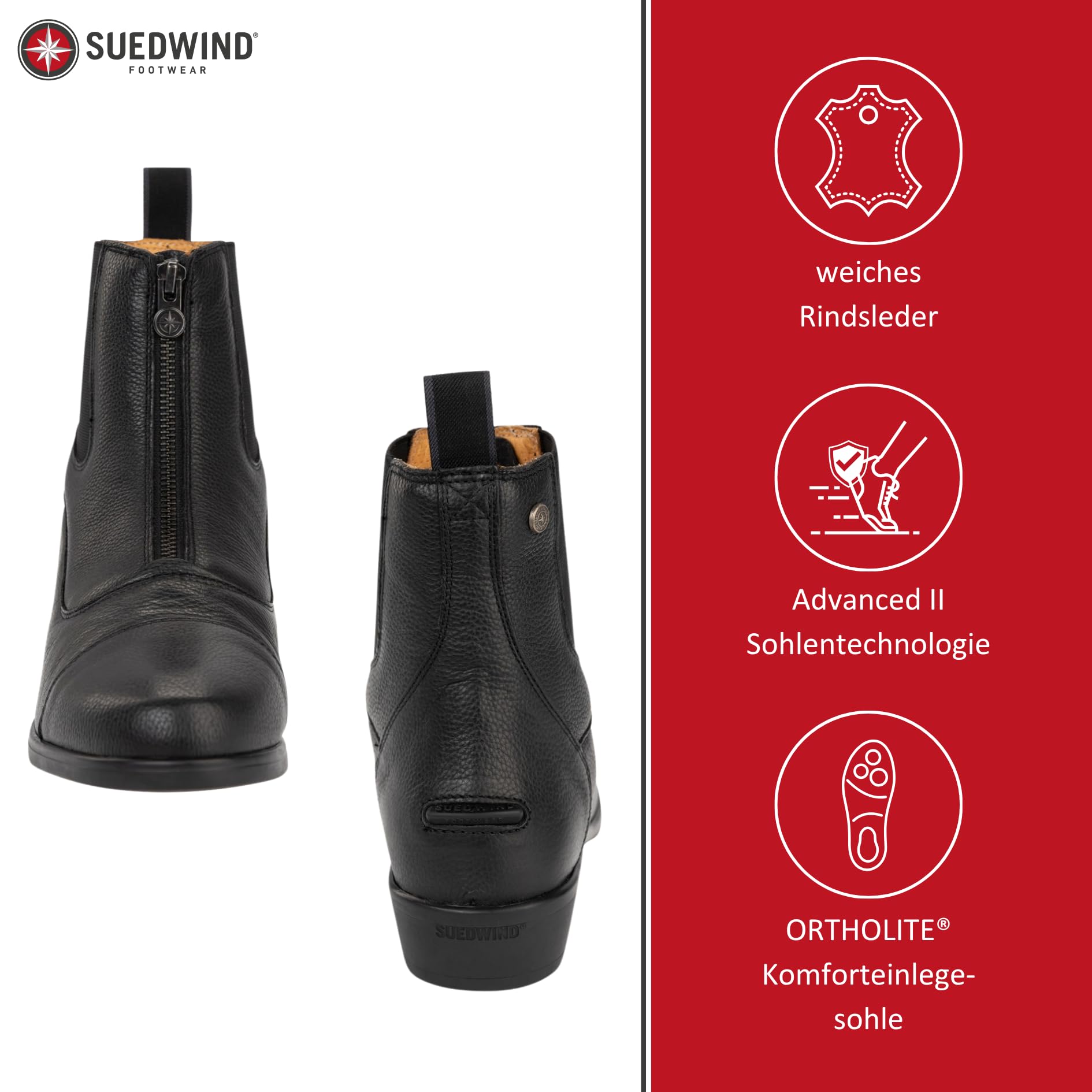 SUEDWIND FOOTWEAR Stivali da equitazione "ADVANCED II FZ Soft" con chiusura lampo sul davanti, scarpe da equitazione, gassi, tempo libero