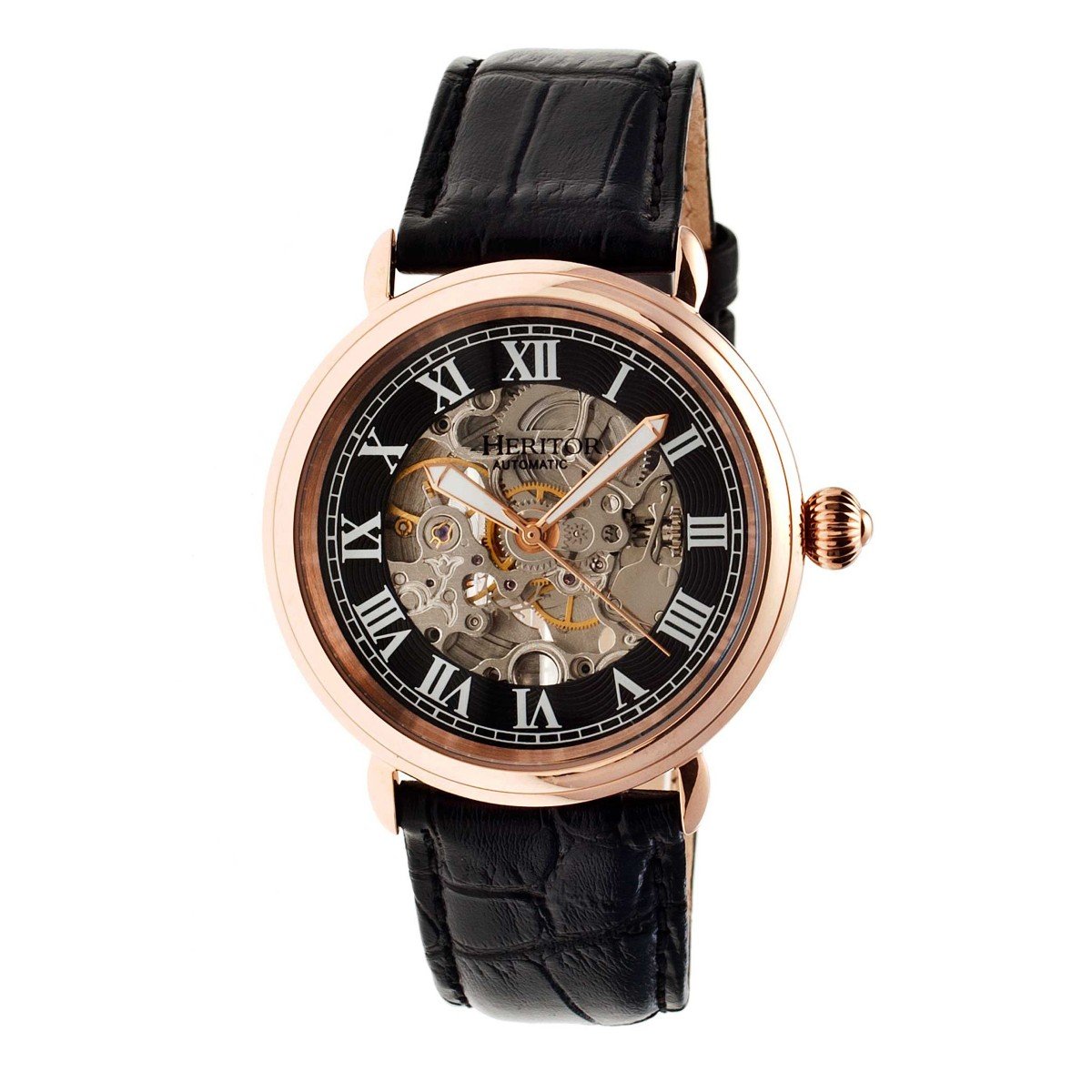 Heritor Men's HERHR1706 Ossibus Black Leather Watch