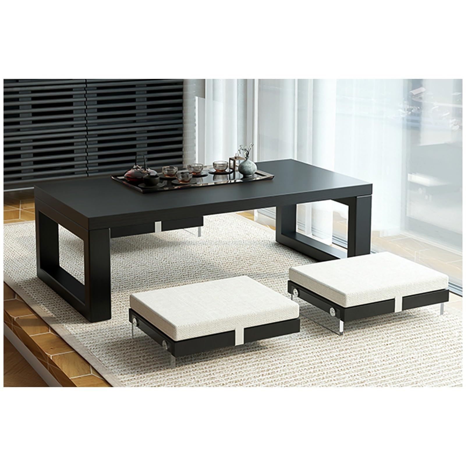 Japanse theetafel, draagbare erkertafel, tatami-tafel met inklapbare poten, voor het serveren van ontbijt, thee, koffie, eten, studeren, tekenen, laptopstandaard voor