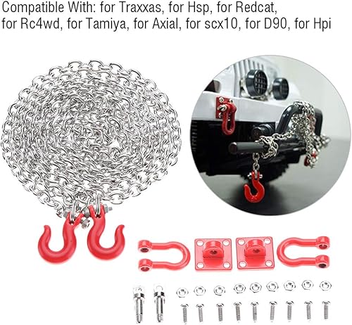 Miniatura 7 de FOSA Cadena de gancho de remolque a control remoto para autos RC a escala 110, gancho de remolque en forma de U, piezas de montaje de metal para