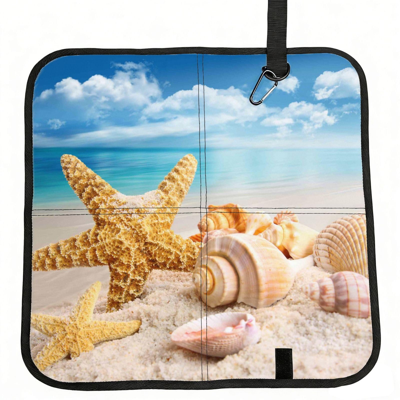ERCgad Starfish Seashell Ocean Beach Print Foldable Seat Cushion Portable Chair Pad Lightweight Travel Outdoor Office Home