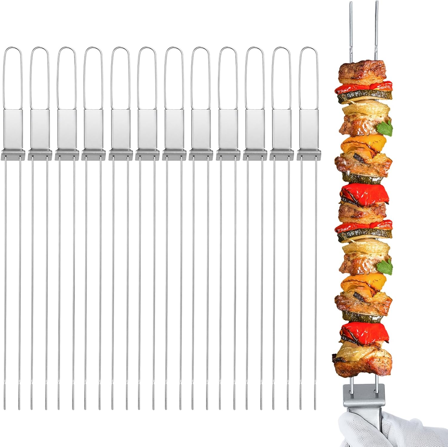 Lucalda Kabob Skewers 17" 12 Pack Metal Skewers For