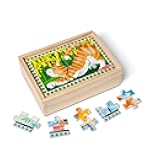 Melissa & Doug 4‑in‑1 Wooden Pets Jigsaw Puzzle Set, 48 Pieces with Storage Box, Toddler Puzzle Toy for Kids Ages 3+ - FSC Certified
