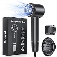 Bopcal Phon Capelli Ionico con Diffusore - 160000 giri/min ad Alta Velocità per Riccioli Secchi