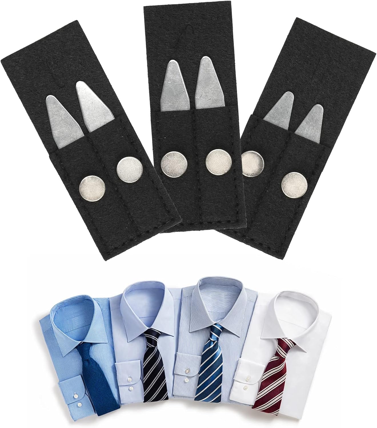 3 Pairs Metal Shirt Collar Stiffeners Stainless Steel Collar Stays