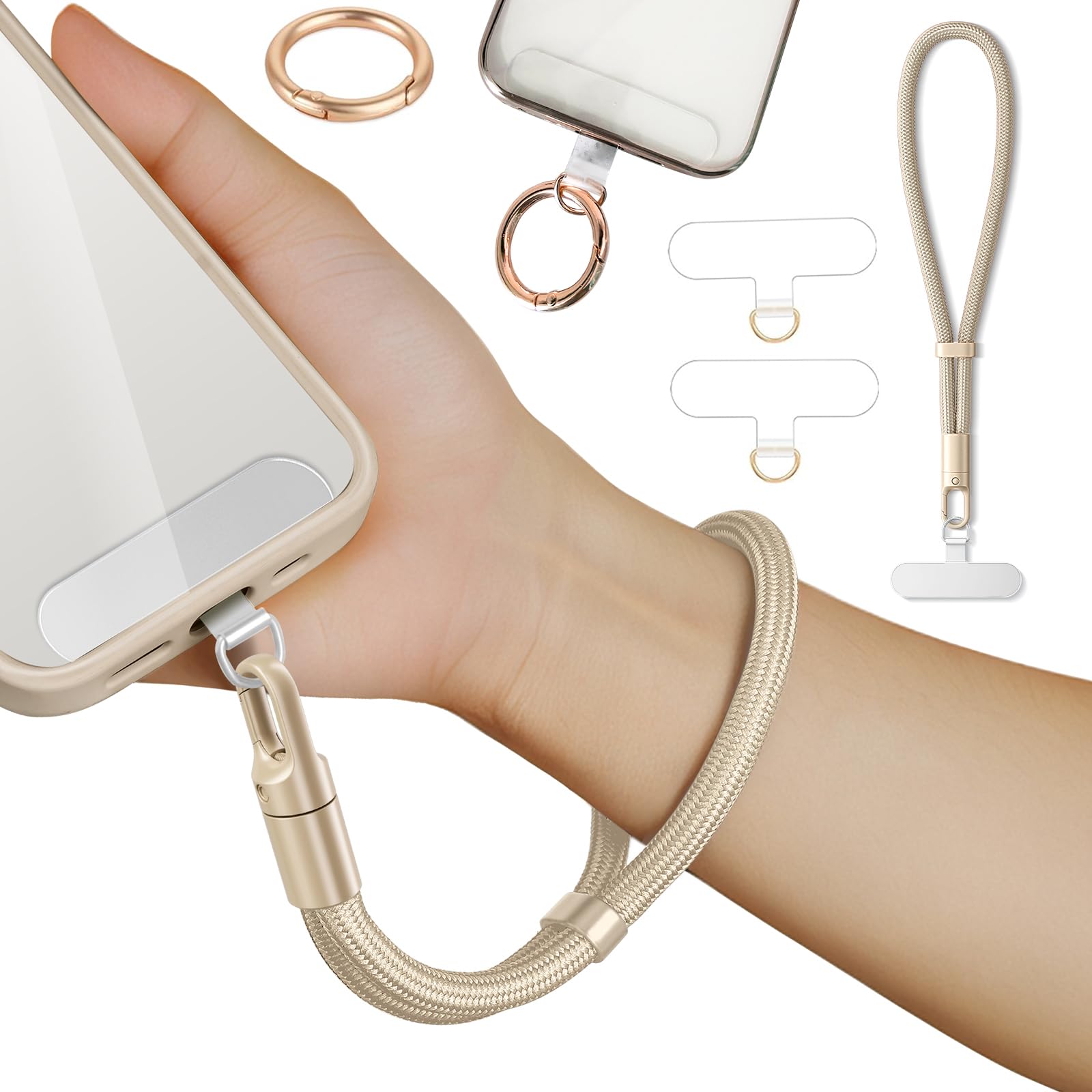 Phone Wrist Strap Lanyard Hand Universal Adjustable Phone Finger Grip Wristlet with 3 Patches Tether Anti Theft for iPhone 16 Pro Max 15 14 Charms for