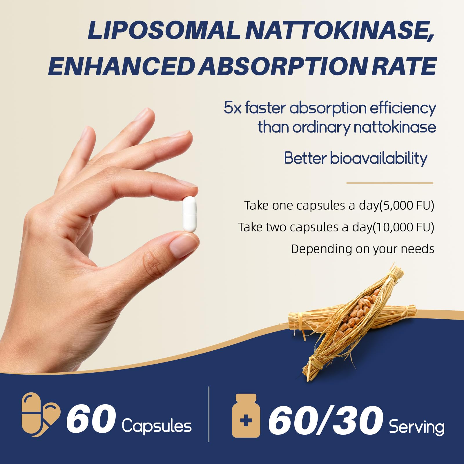 Nattokinase Supplement 10,000 FU Servings, 21-in-1 Liposomal Nattokinase with CoQ10, Bromelain, Red Yeast Rice & Vitamins C, B3, B6, K2 for Heart & Circulatory Health | Non-GMO & Vegan 60 Capsules — Amazon image 5