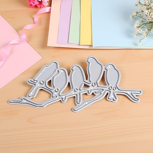 Birds Metal Cutting Dies for Card Making 5 Little Birds on Branches Cut Stencils Template Mould for DIY Scrapbooking Photo Album Paper Card Making