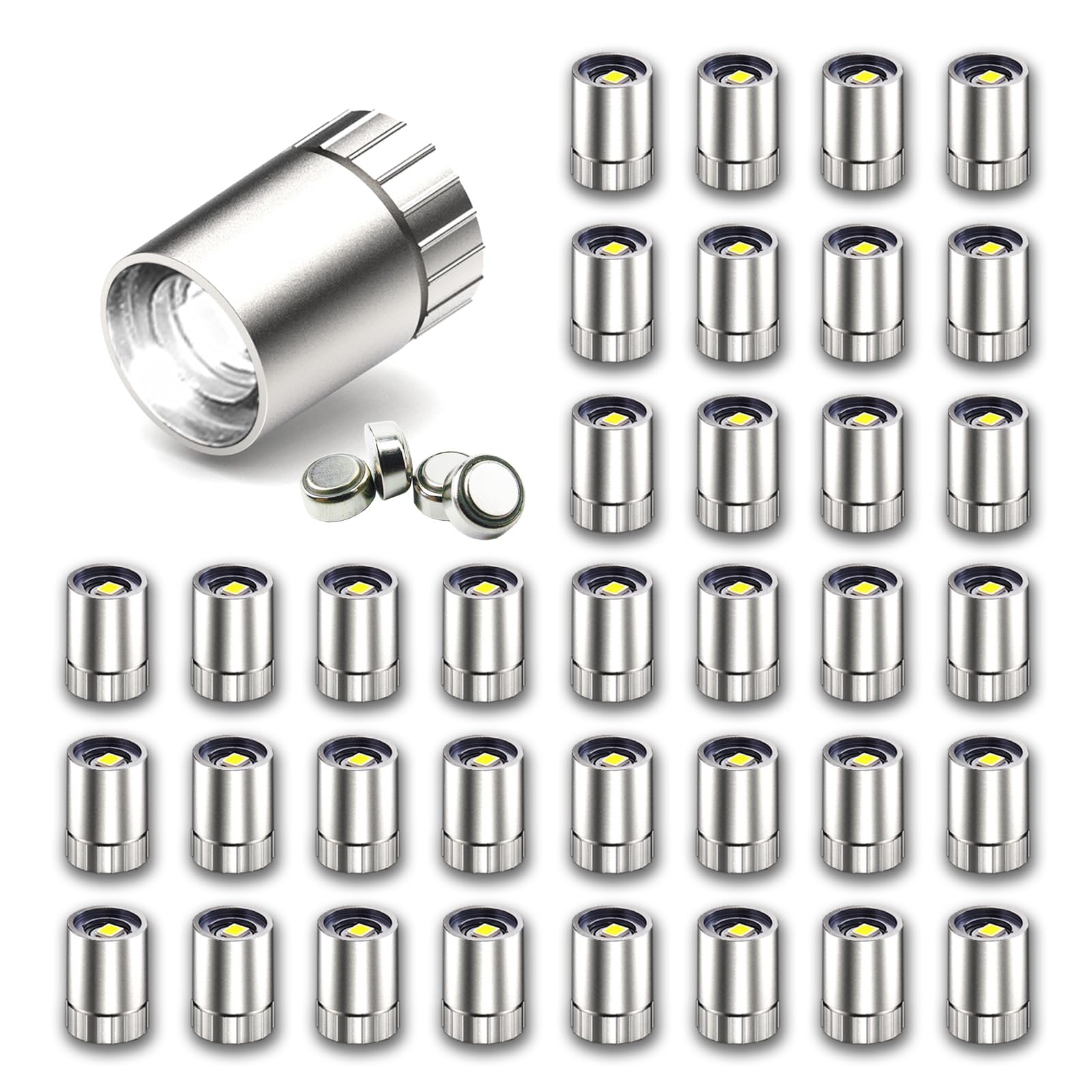 SUZEYAR 36 Pcs - Miniature Lights for Dollhouse,Miniature LED Lights for Handcraft,Mini Spot Light Battery Operated, Tiny Decoration Light,LED for Balloons,Party Decoration (Cold White)