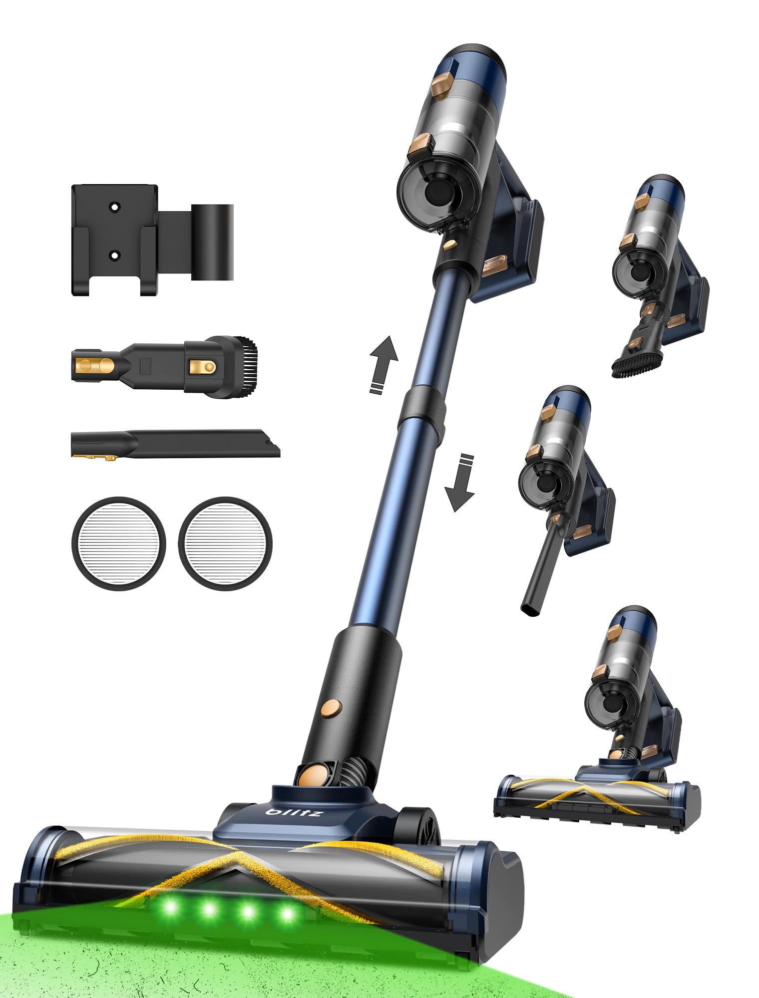Vexilar V12 Cordless Vacuum Cleaner, 50KPa/450W/50Mins, Lightweight Cordless Vacuum with Anti-Tangle, LED Touchscreen, GreenEye Tech, Detachable Battery, Stick Vacuum for Hardfloor Carpet and Pet Hair