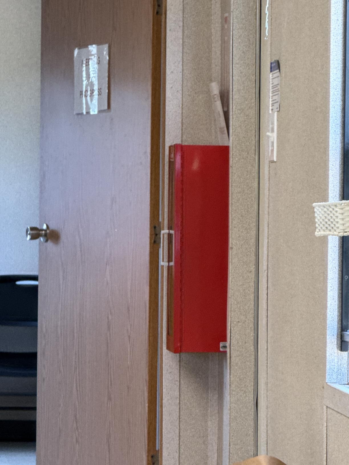 Fire Extinguisher Mount - Red Cabinet with Door - 22 Gauge Steel, Powdercoat Finish, Metal Handle, Universal Wall Mountability - 5-10 lb. Capacity - Made in USA - Extinguisher Not Included