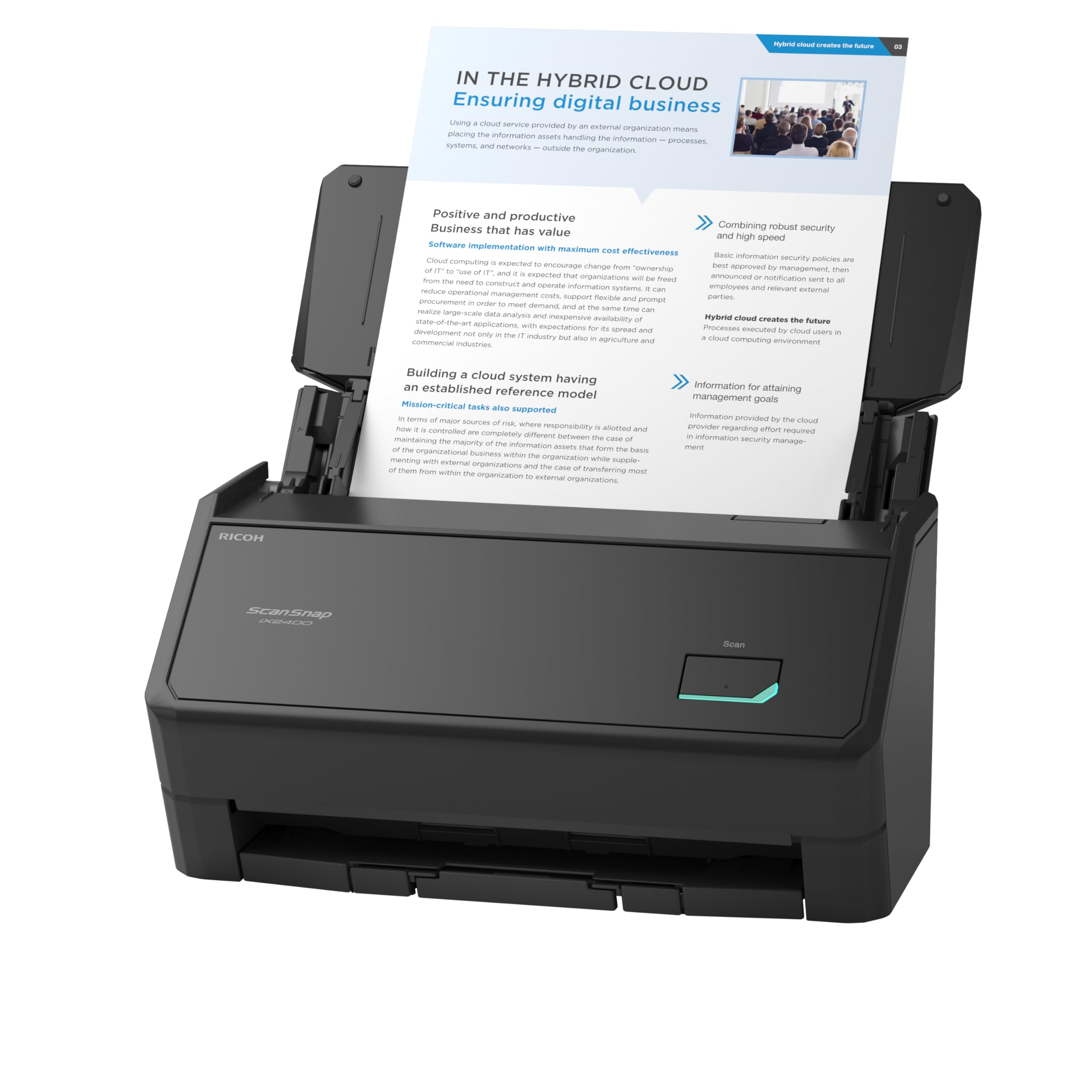 ScanSnap iX2400 A4 Document Scanner (Black) - Incluye software PDF de tungsteno, 45 ppm dúplex, alimentador automático de documentos, USB 3.2, Wi-Fi y Bluetooth, escáner de oficina de alta resolución