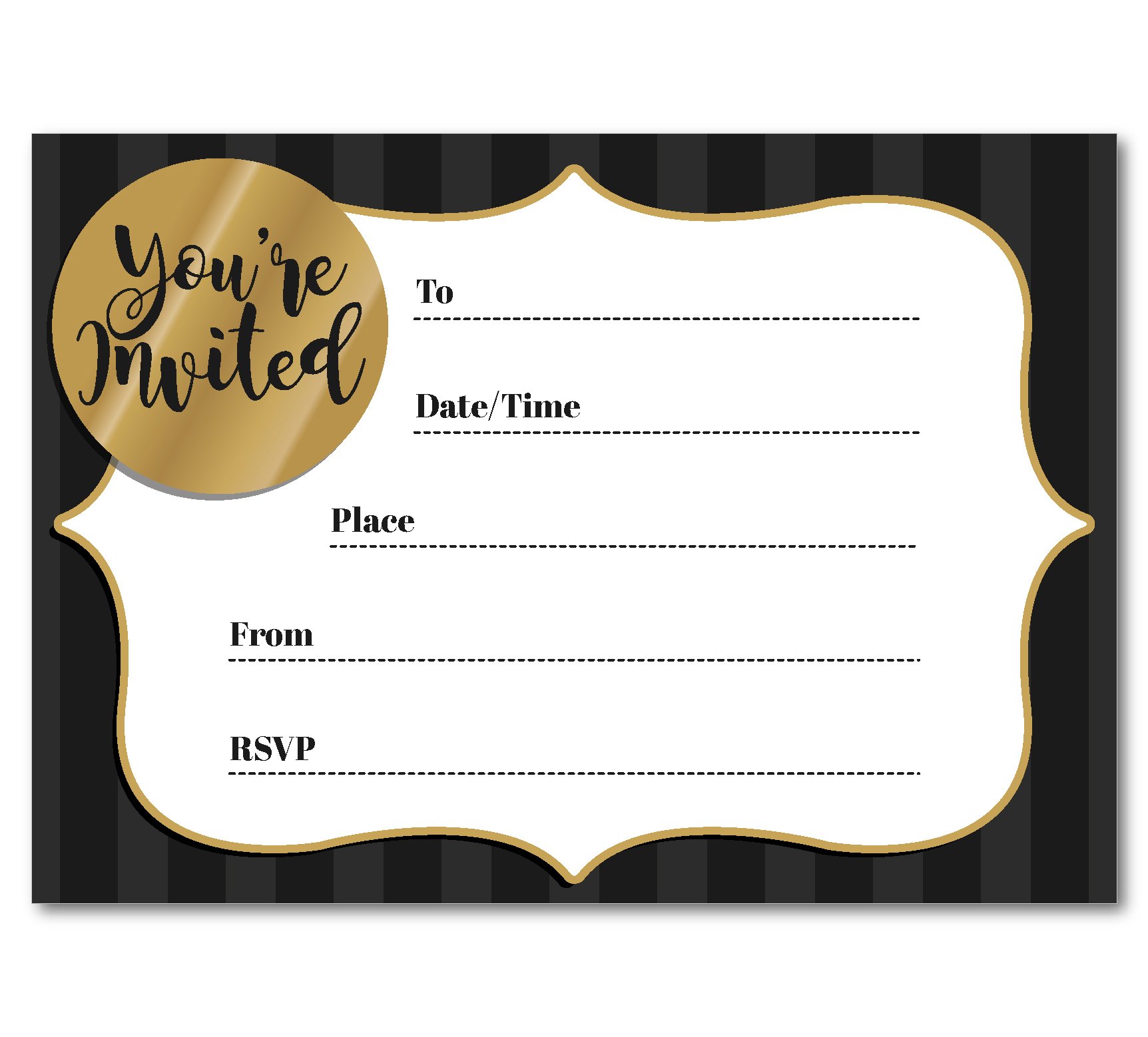 Premium Black Gold Youre Invited Party Invitations Pack Of 16 | Desertcart  Seychelles, image size:1724x1558