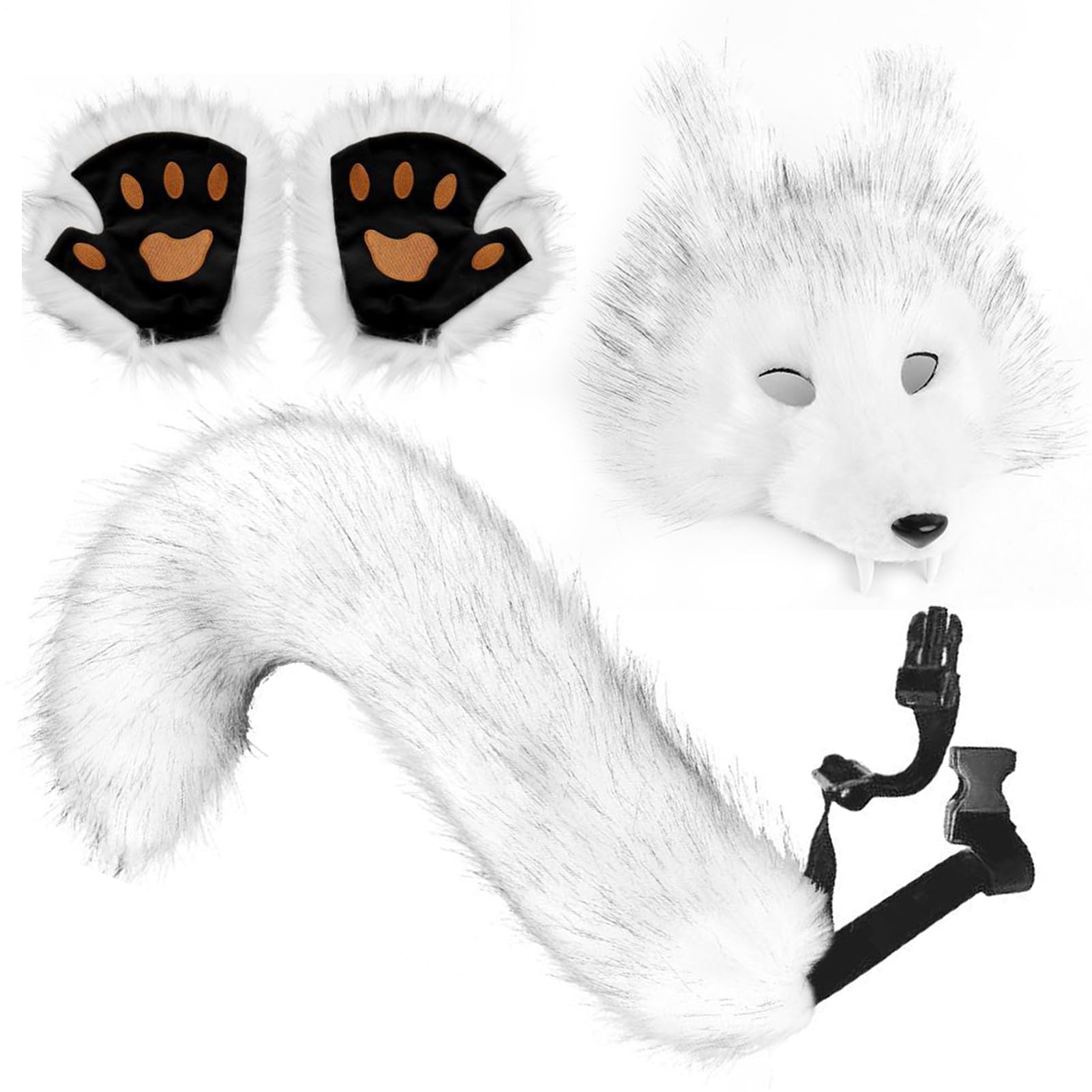 Hnsphui Wolf Costume Set, Faux Wolf Dress Up Accessories, Cosplay Animal Outfit Fancy Dress Accessories For Fashion Show Stage Performance Masquerade Carnival Christmas