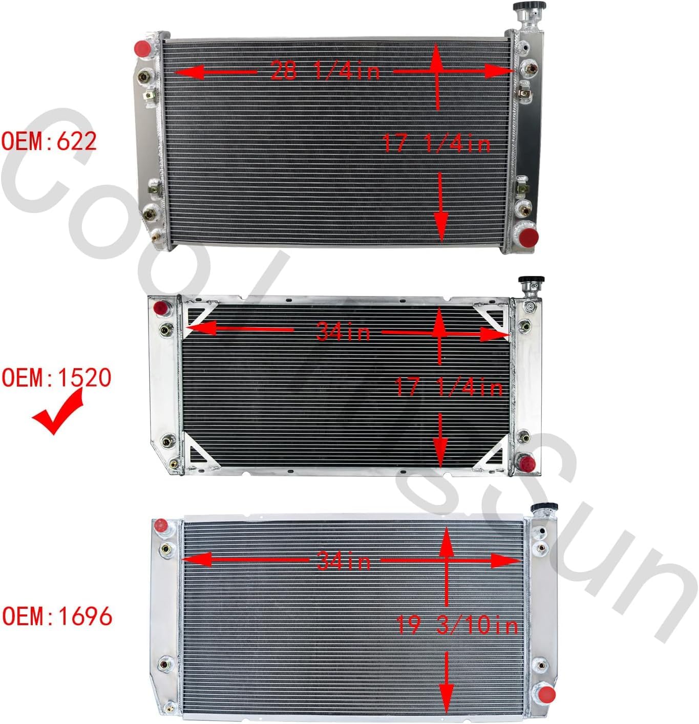 アルミ製 シボレー汎用ラジエーター 本体 Amazon | COOLINGBEST 4列アルミラジエーター 1996-2000シボレー/GMC