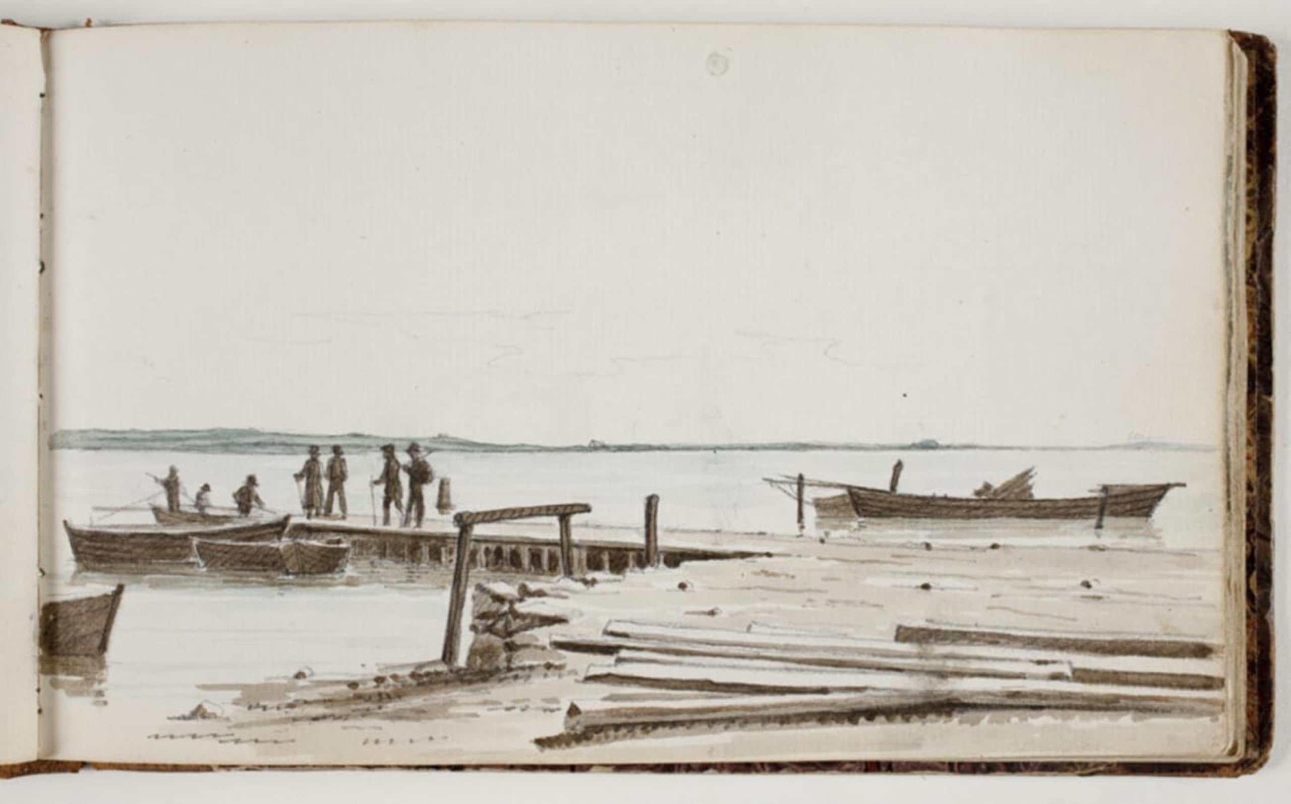SERENDIPITP Vintage Picture Print on Canvas Wall Art Poster People At a Ferry Port by Maritinus Rørbye Artwork Print Poster for Wall Decor 60x90cm
