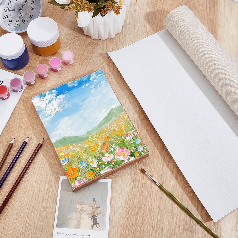 BENECREAT Rollo de Lona de Lino de 5 m X 38cm, Lienzo Artístico de Grano Medio Enyesado para Pintura Artística con Yeso, Pintura Al Óleo, Decoración de Fondo, 0.5mm de Espesor