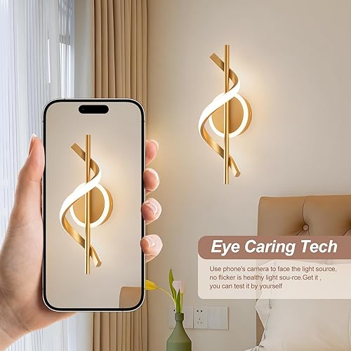 Miniatura 5 de Apliques LED de pared para interiores, luces LED de montaje en pared de 12 W, lámpara de pared moderna en espiral, lámpara de pared de 3000 K para