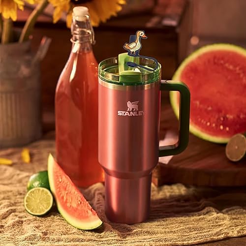 Miniatura 19 de Tapones de paja de sirena, 4 unidades, color rosa intenso, tapas para pajitas Stanley, cubierta de pajitas de silicona para popotes de 0.394 in