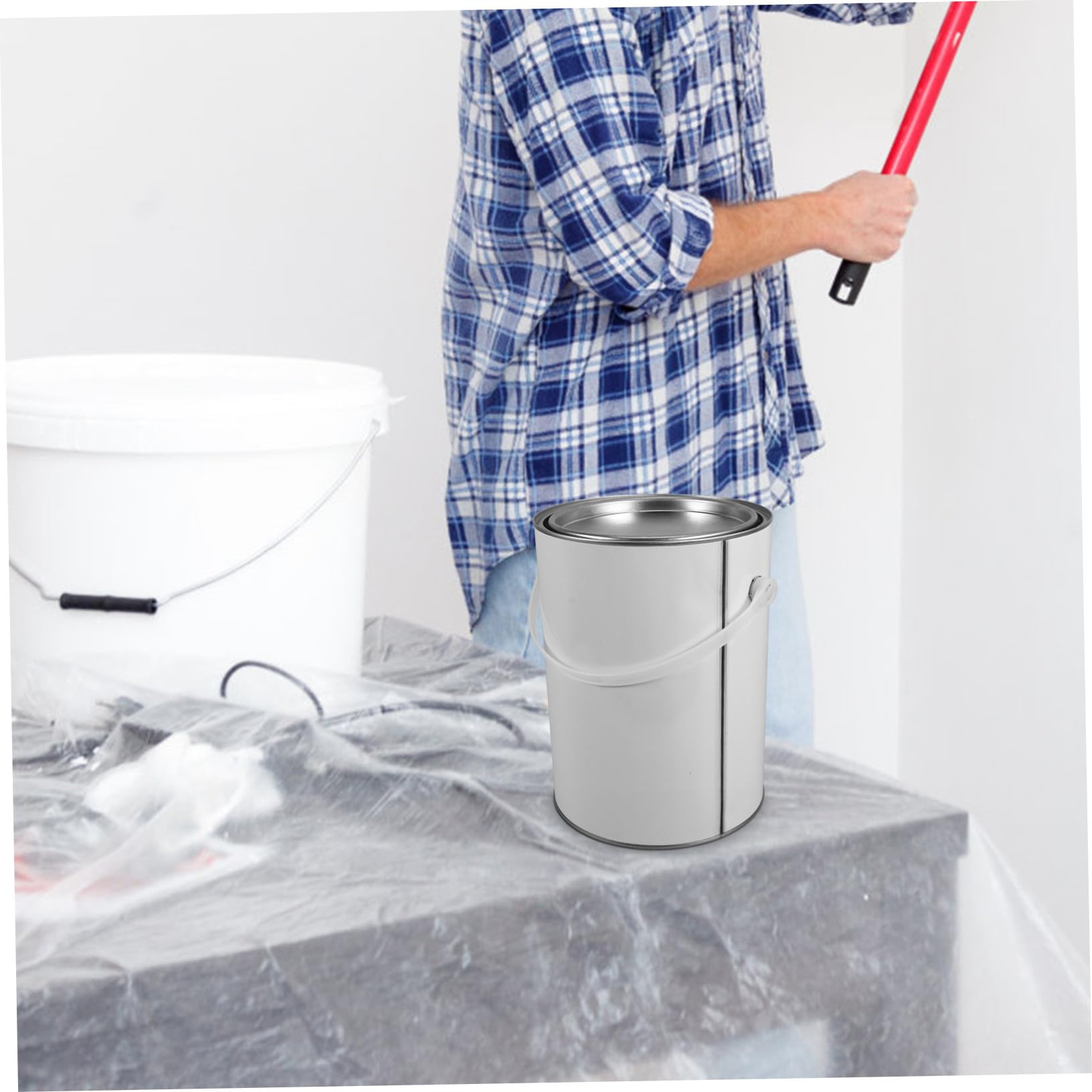 Pot de Peinture Vide Métal avec Couvercle Étanche Bidon Robuste pour Stockage de Peinture Pigment et Goudron Seau Solide pour Usage Domestique et Professionnel