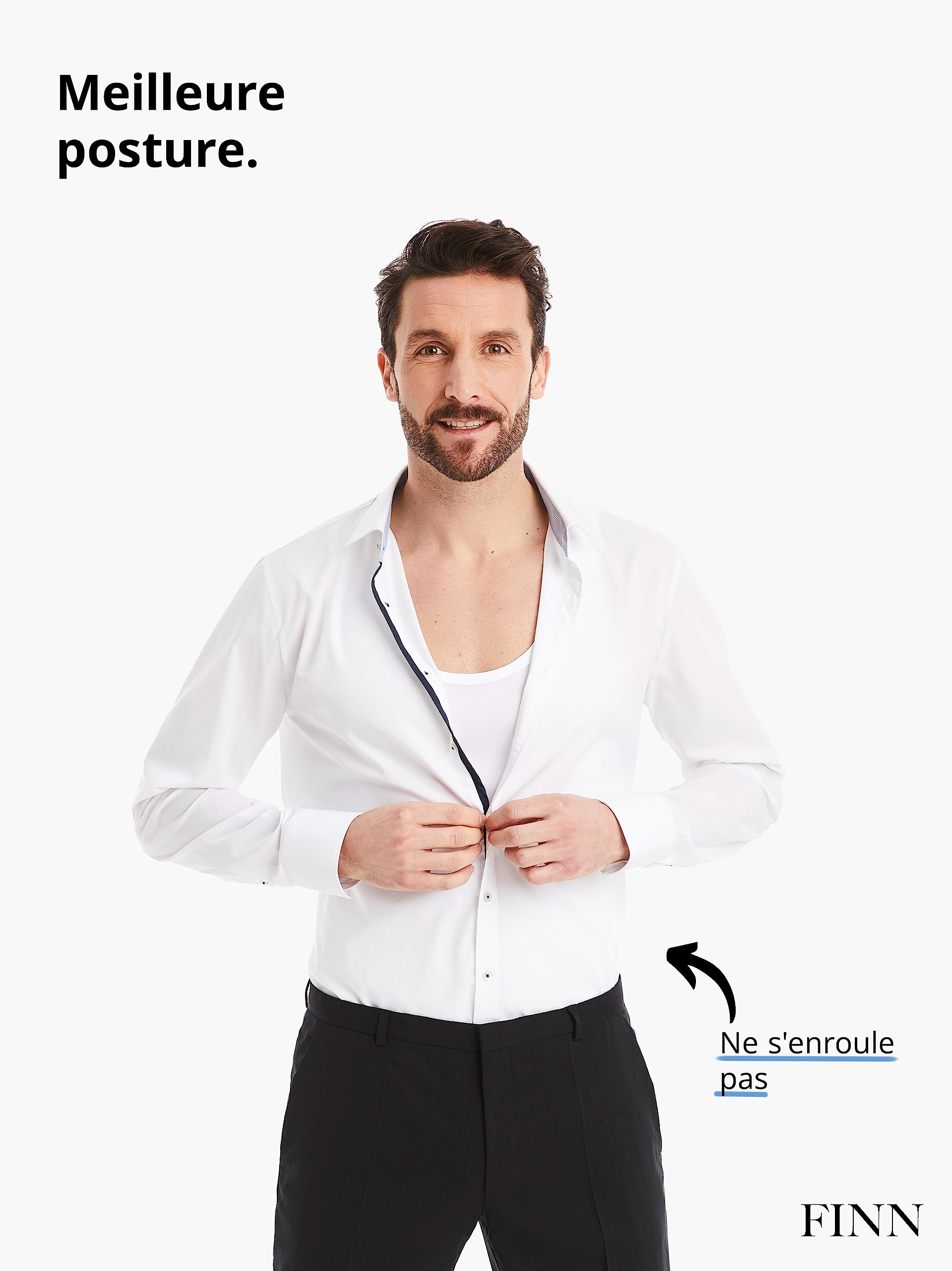 FINN T-Shirt Gainant pour Hommes avec col en V - Maillot de Corps Shapewear à Manches Courtes en Coton - Maillot de Compression Body Shaper pour Un Ventre Plus Plat