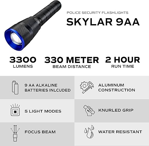 Miniatura 4 de Police Security Linterna Skylar 9AA