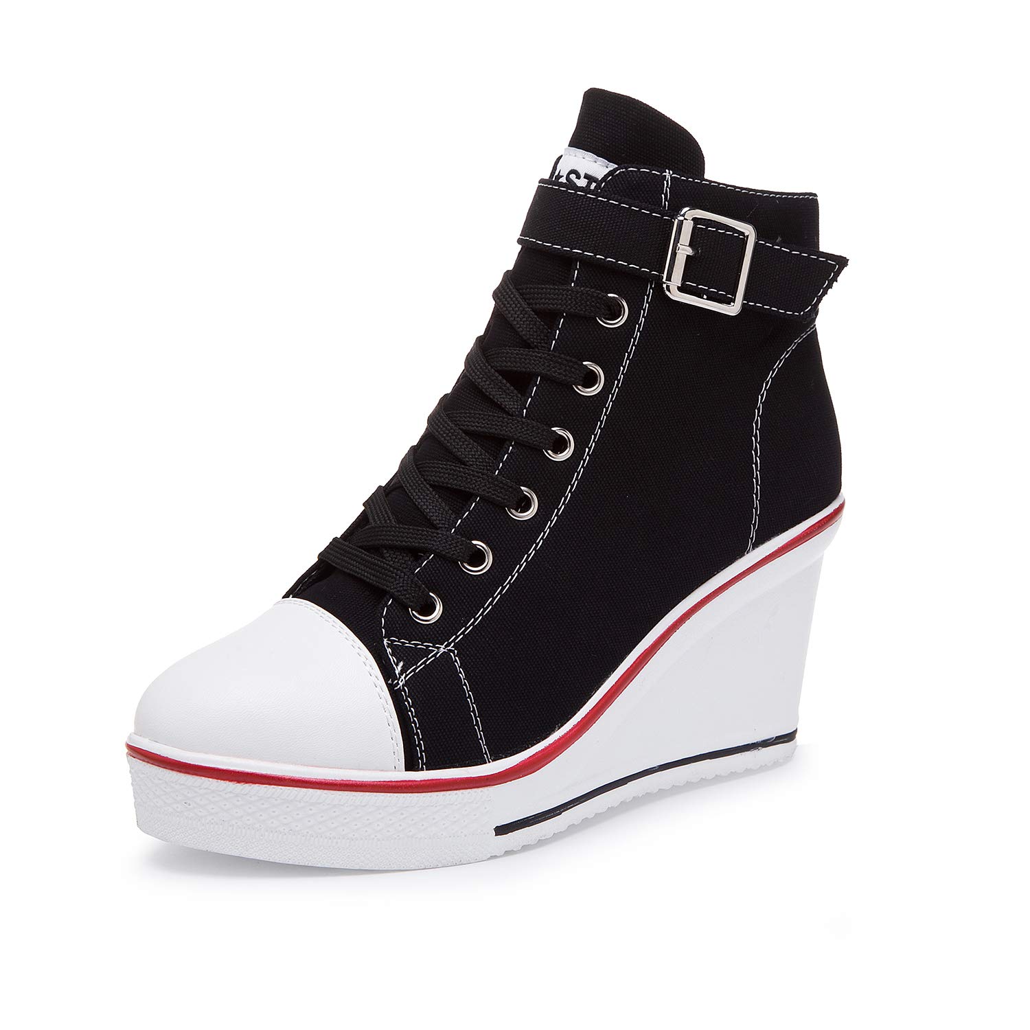 Women's Canvas High-Heeled Shoes Fashion Sneakers Casual Shoes for Walking Platform Wedges Pump Shoes
